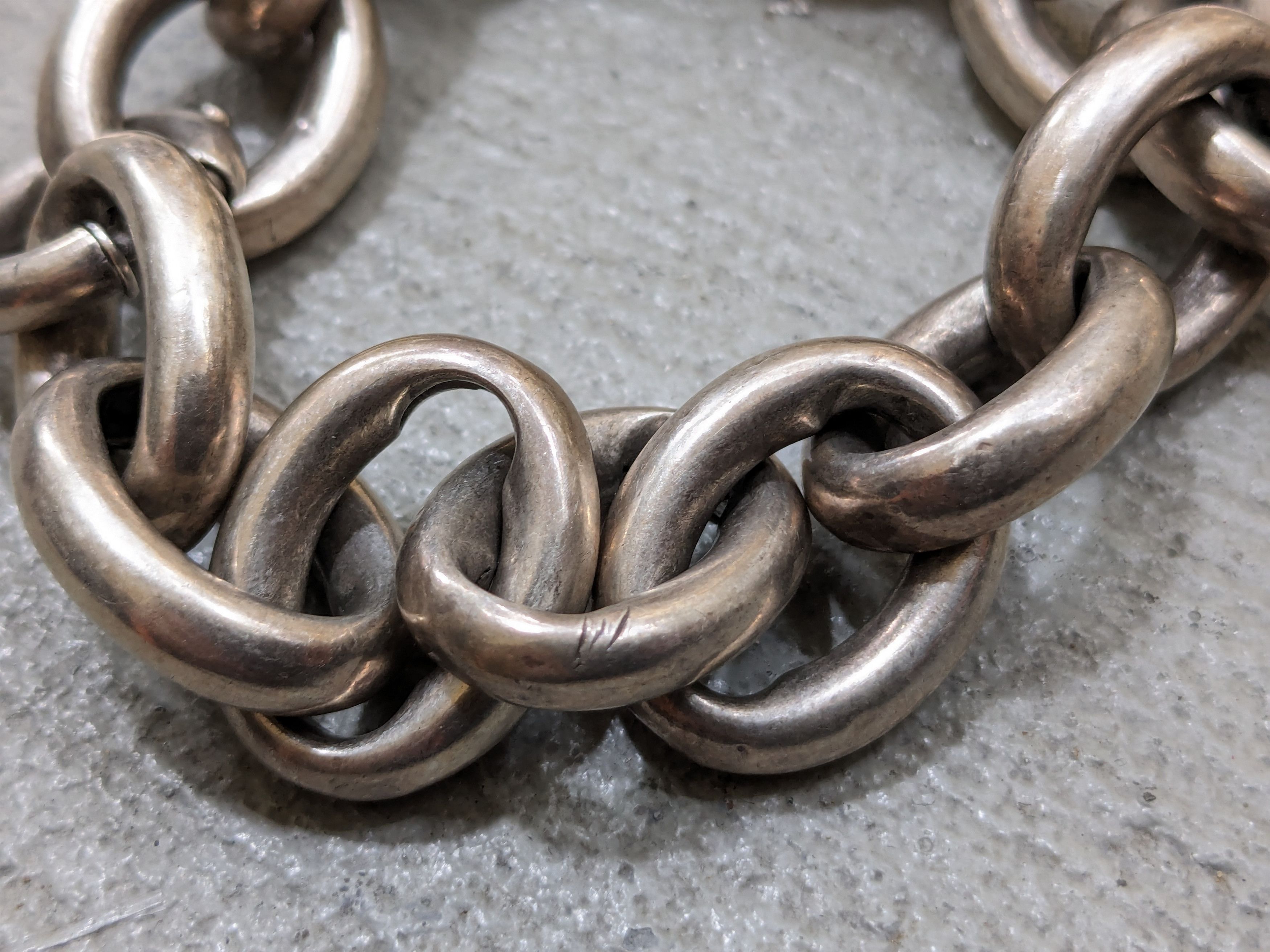 Other Vintage Sterling Silver Bracelet 9.5" Oval Chain Link 90s Size ONE SIZE - 9 Thumbnail