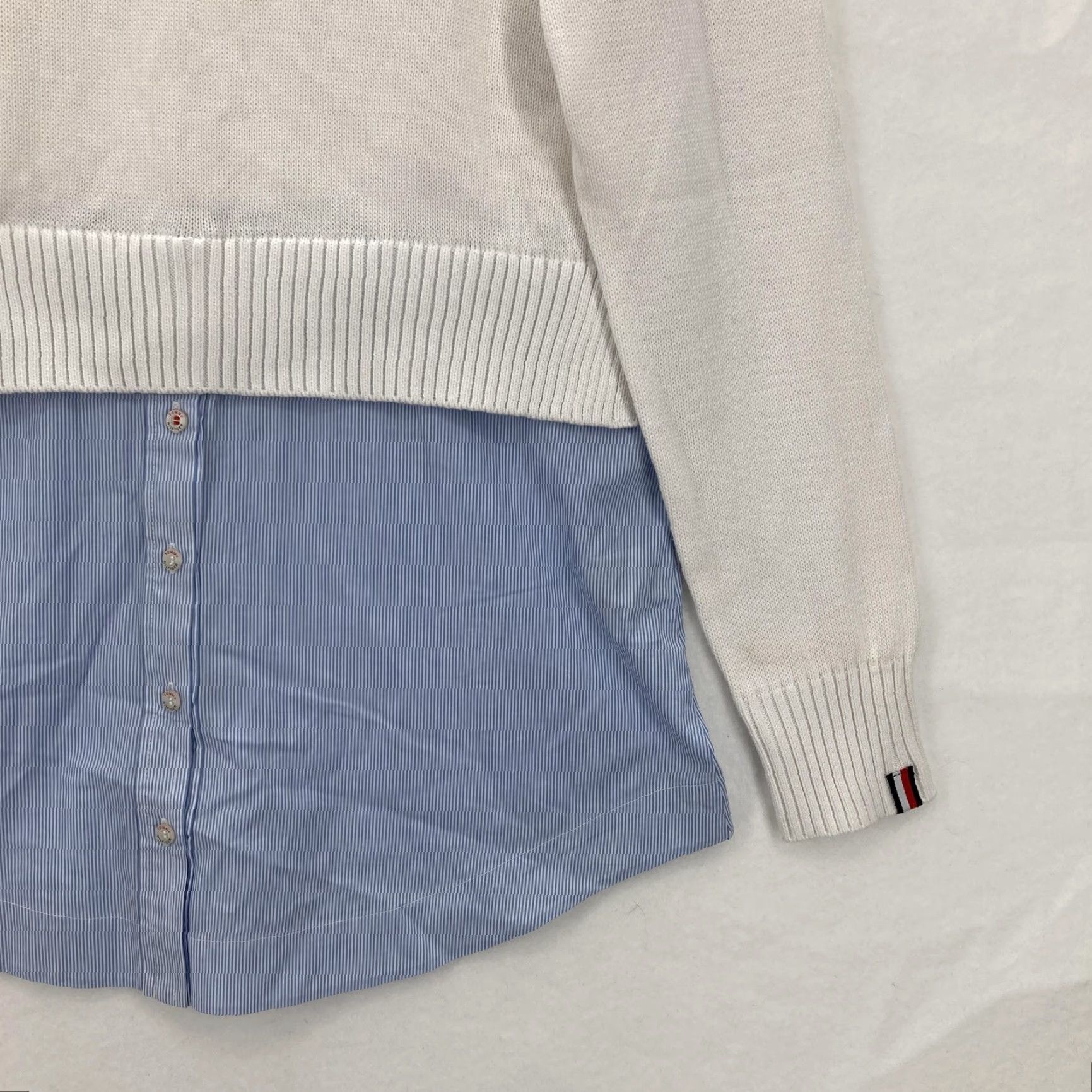 Tommy Hilfiger Tommy Hilfiger Sweater Womens Large White Blue Berkeley Layered Shirt Preppy Size L / US 10 / IT 46 - 3 Thumbnail