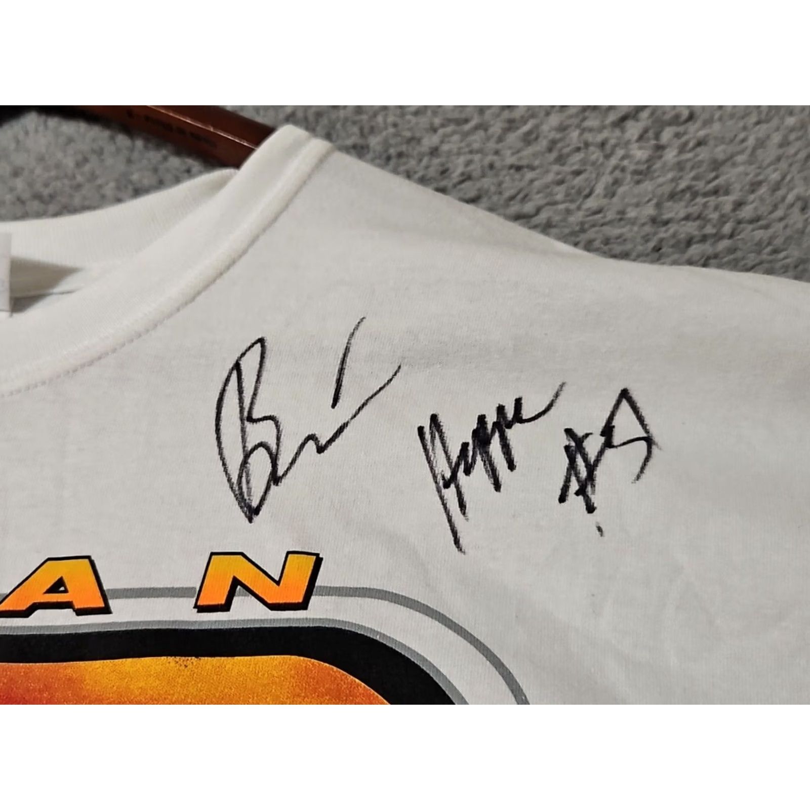Gildan VINTAGE Nascar Shirt Mens XL Brian Hoppe Graphic Back Hit Y2k 90s Flames Signed White Size US XL / EU 56 / 4 - 4 Thumbnail