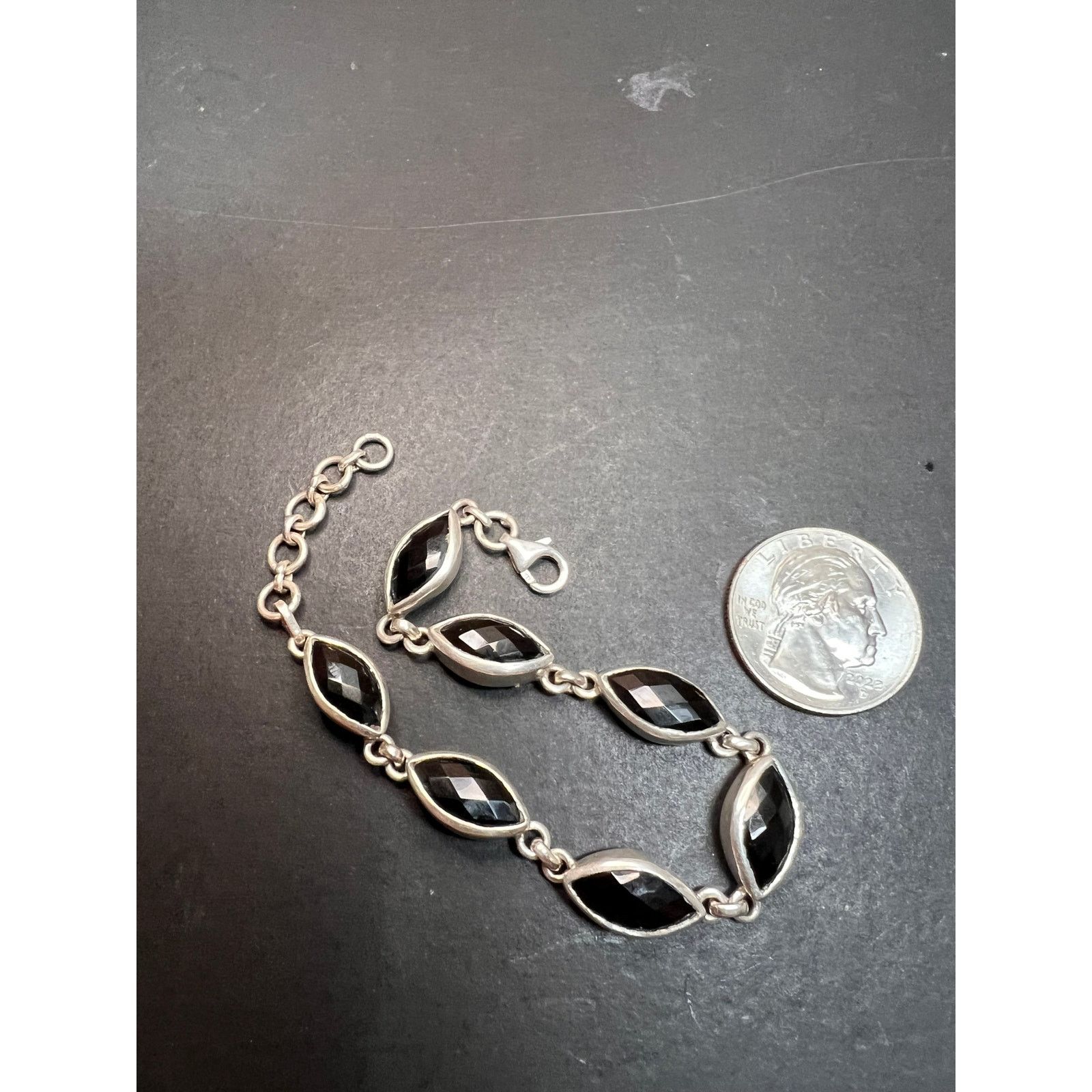 Other NEW Black onyx sterling silver 8 inch bracelet Size ONE SIZE - 3 Thumbnail