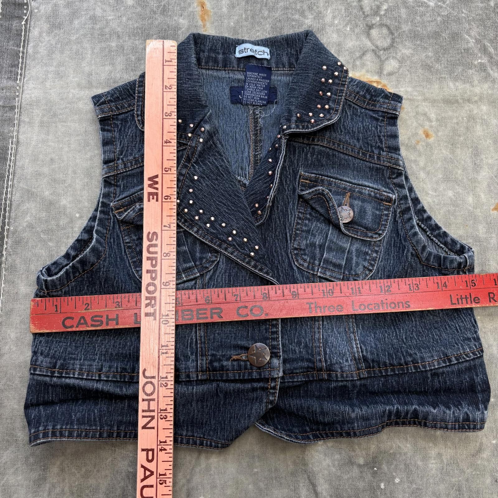 Vintage Vintage Y2K Dark Wash Denim Studded Western Grunge Vest Size S / US 4 / IT 40 - 3 Thumbnail