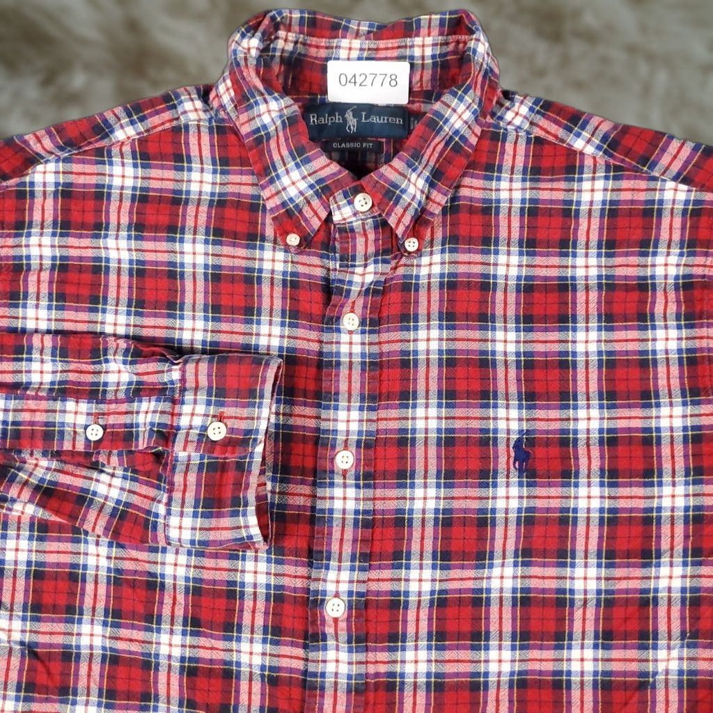 Ralph Lauren Ralph Lauren Shirt Mens XL Red Plaid Pony Casual Button-Up Long Sleeve - Cotton Modern Preppy Classic - Mens XL Red Plaid Button-Down Shirt Size US XL / EU 56 / 4 - 1 Thumbnail
