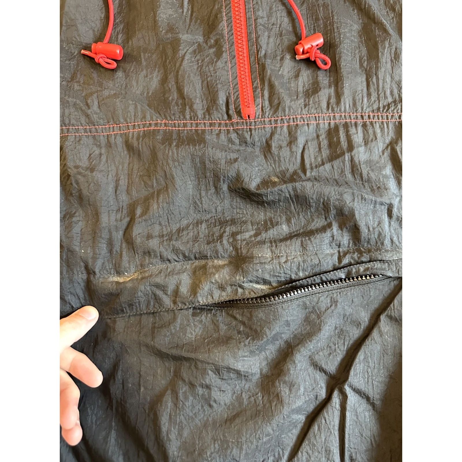 Vintage VINTAGE 90s Windbreaker Jacket 1/4 Zip Large Men Black Nylon Jacket Size US L / EU 52-54 / 3 - 4 Thumbnail