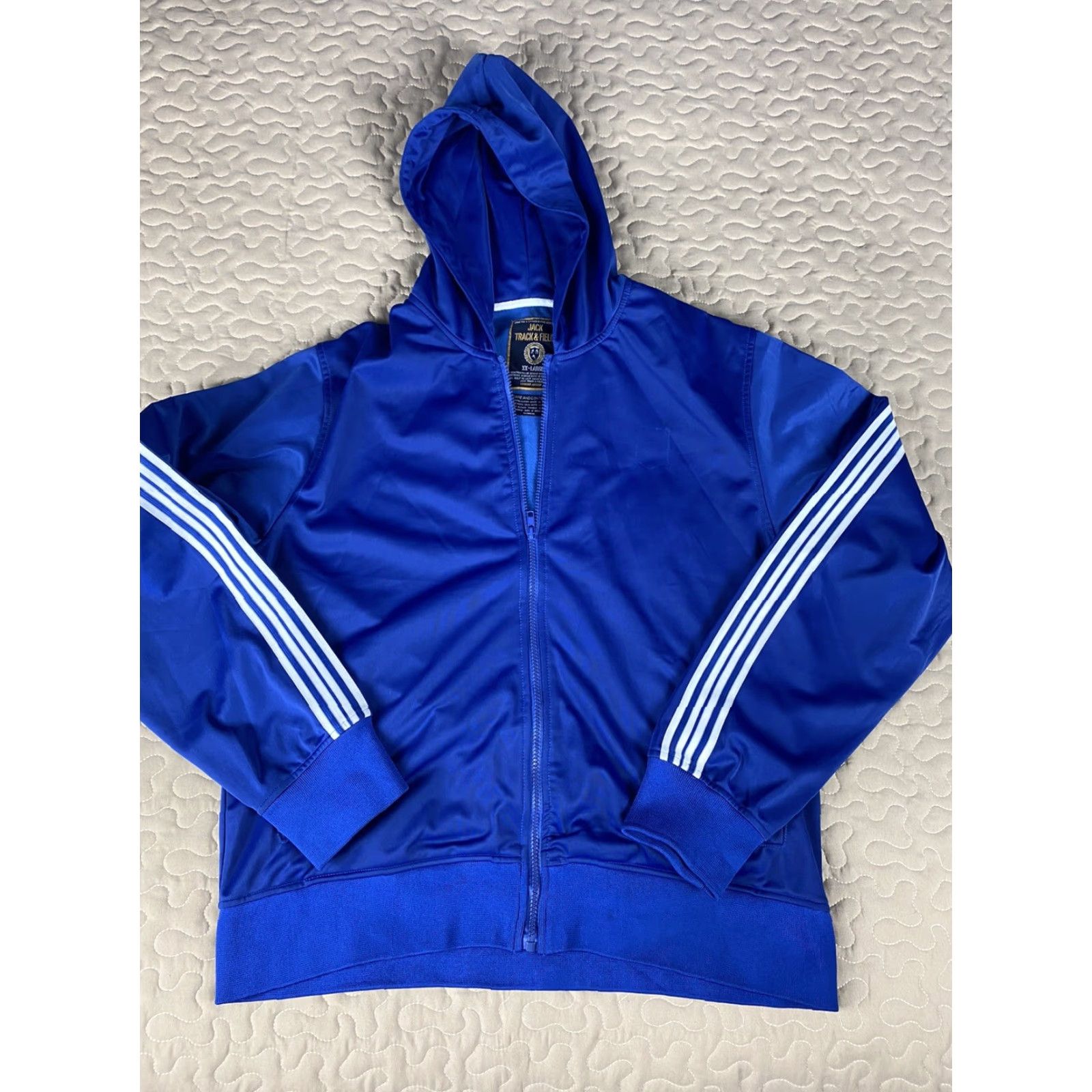 Vintage Jack Track & Field Hoodie Winsbreaker Track Jacket Mens 2XL Blue Size US XXL / EU 58 / 5 - 2 Thumbnail