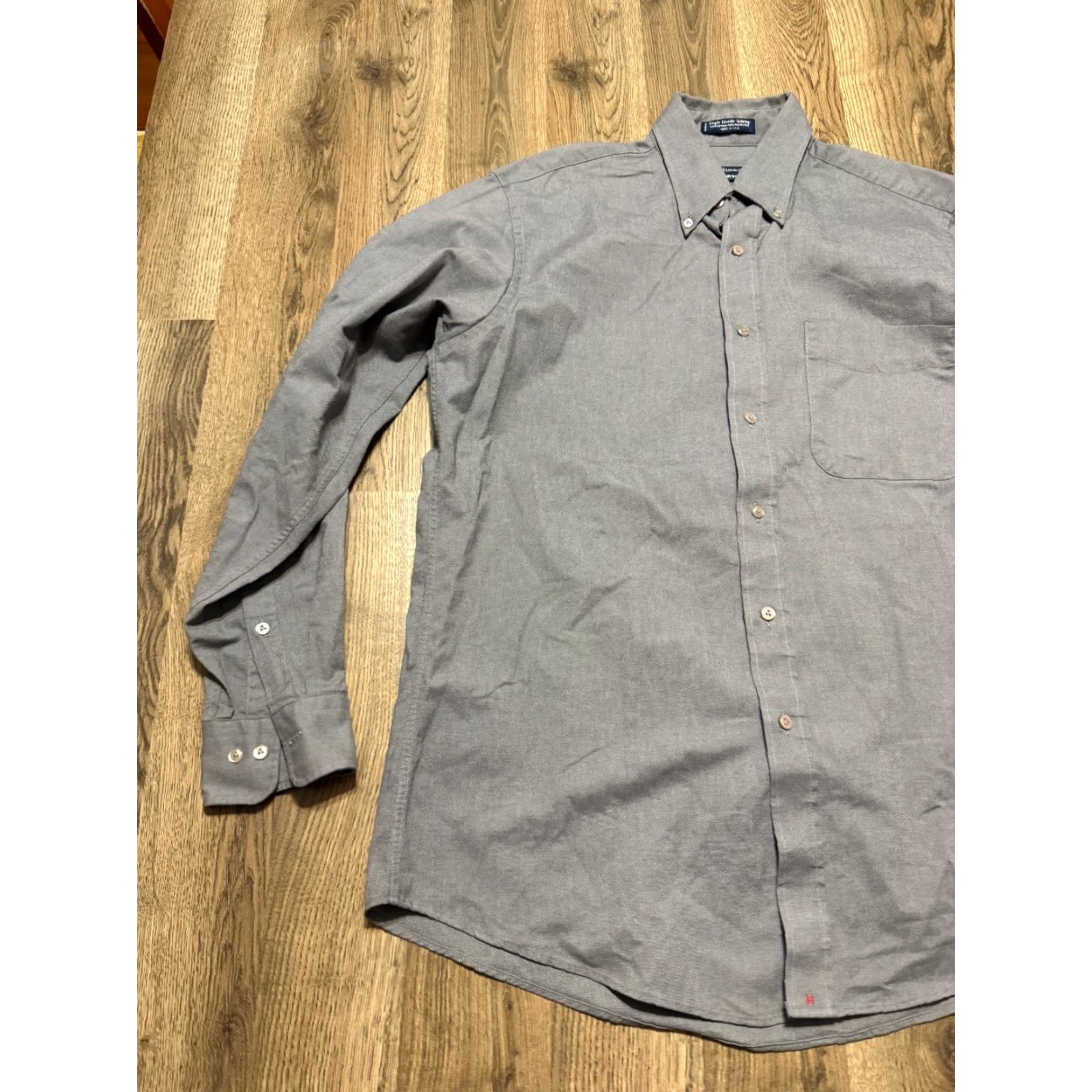 Vintage Hathaway Shirt Mens Size L Gray Long Sleeve Button Down Shirt Shirt Button-Up Casual Classic Pockets Size US L / EU 52-54 / 3 - 3 Thumbnail