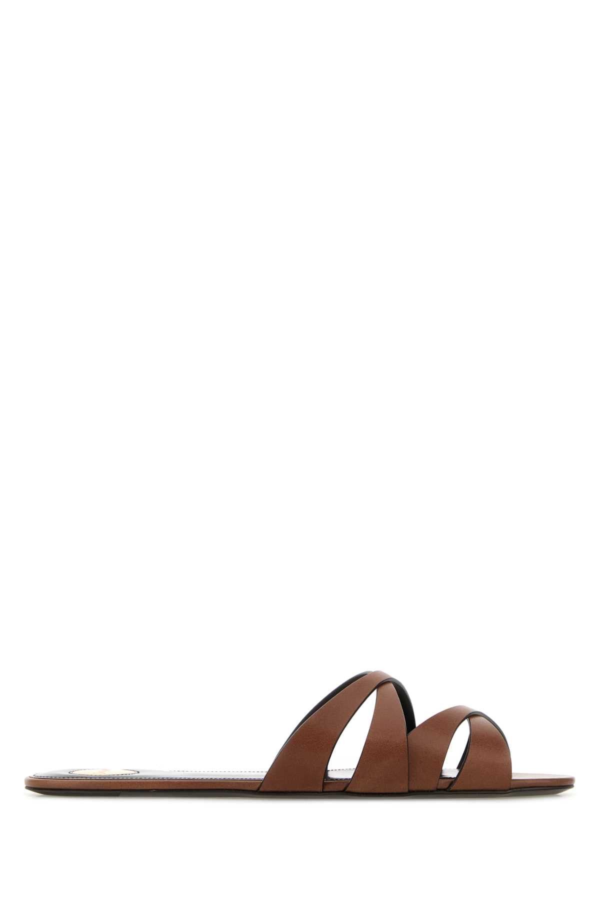 Saint Laurent Paris Brown Leather Chandelle Slippers Size US 10 / IT 40 - 1 Thumbnail