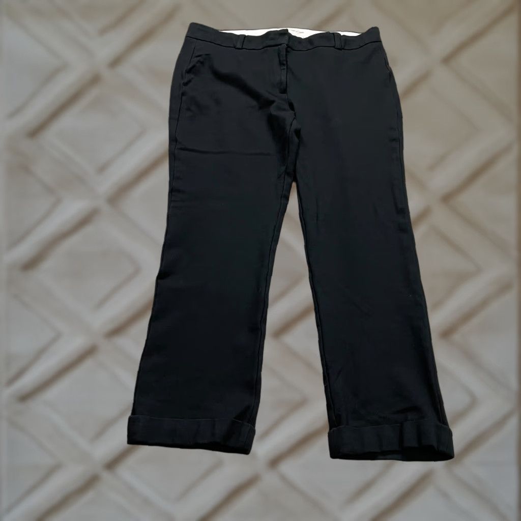 Lands' End Lands' End Pants Women 14 Black Cropped Straight Knit Stretch Mid Rise Casual Womens Size 36" / US 14 / IT 50 - 1 Thumbnail
