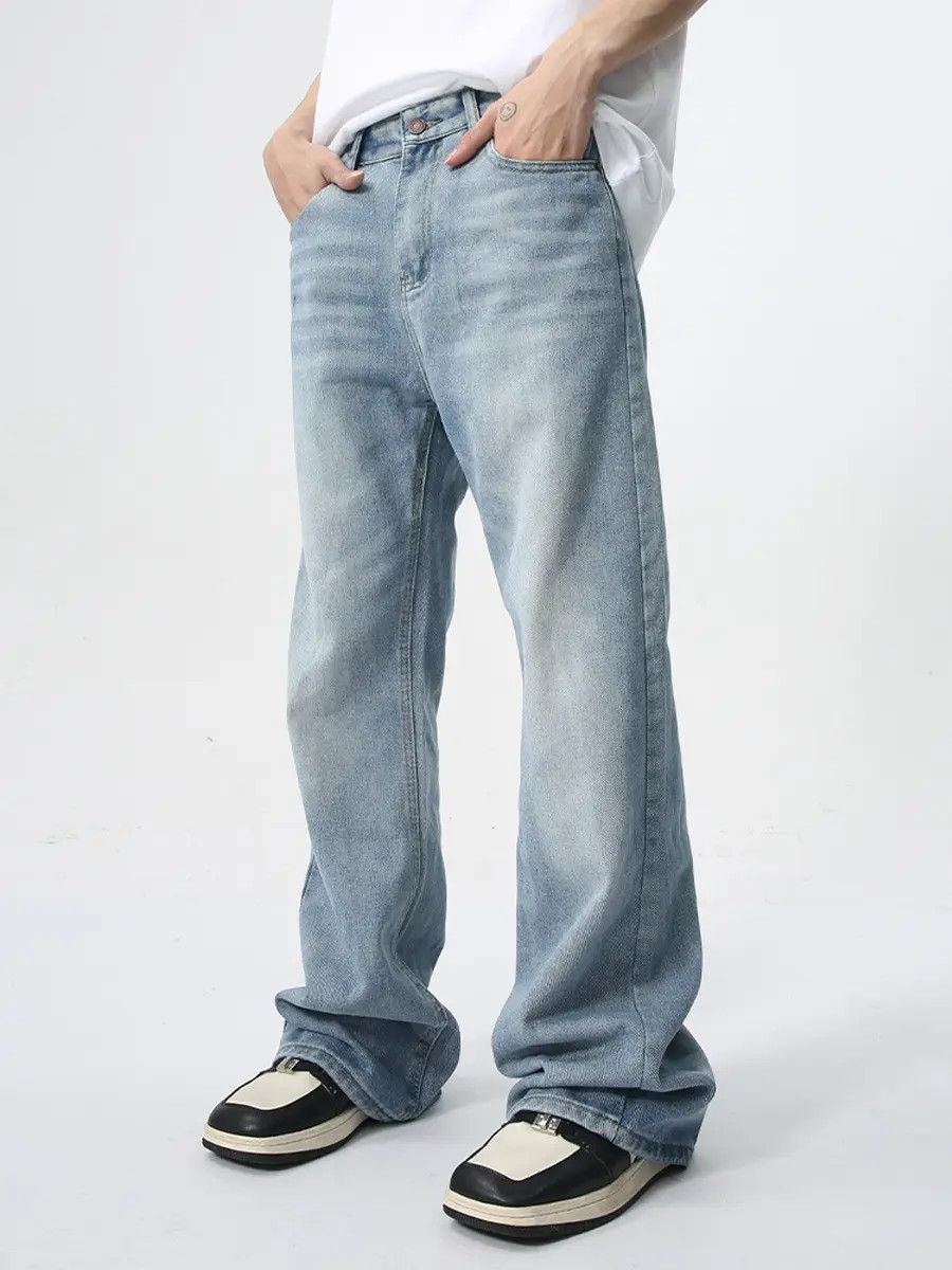 Retro straight leg wide leg slightly flared jeans