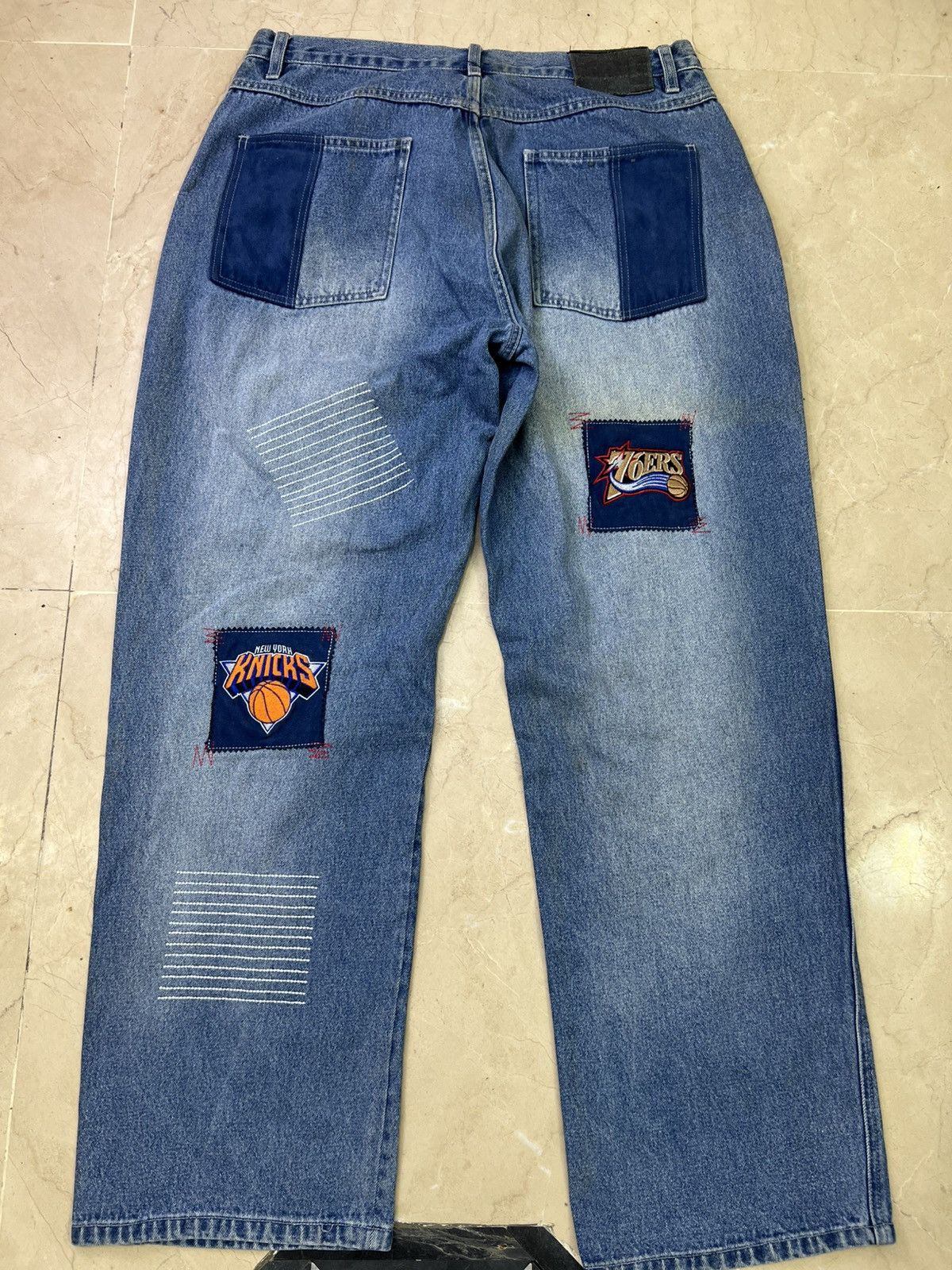 NBA Vintage 2000s NBA Team Patch Baggy Denim Jeans Wide Leg Size US 36 / EU 52 - 9 Thumbnail
