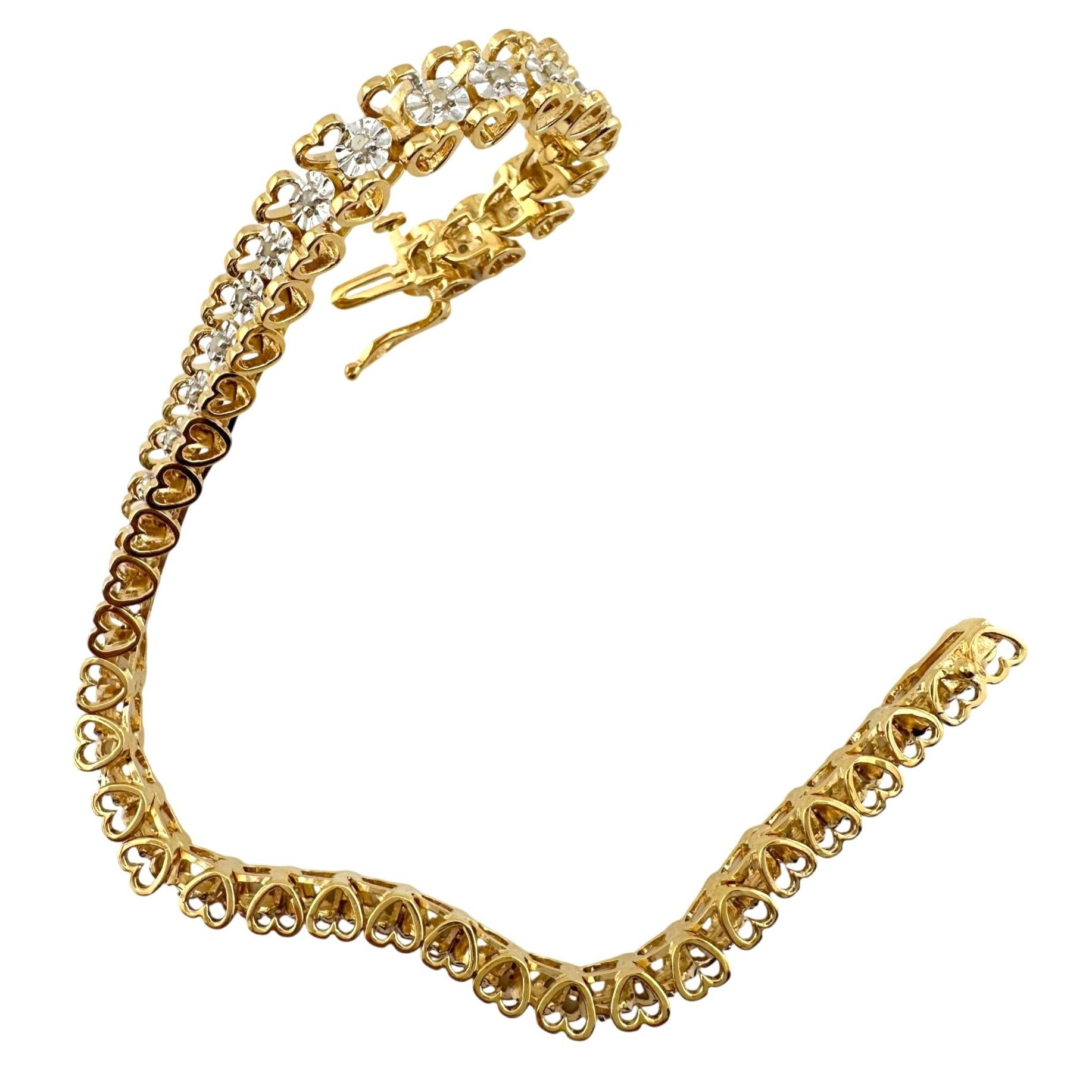 Other 1/2 Carat Diamond Bracelet w Heart Pattern on Side 14kt Gold Size ONE SIZE - 7 Thumbnail