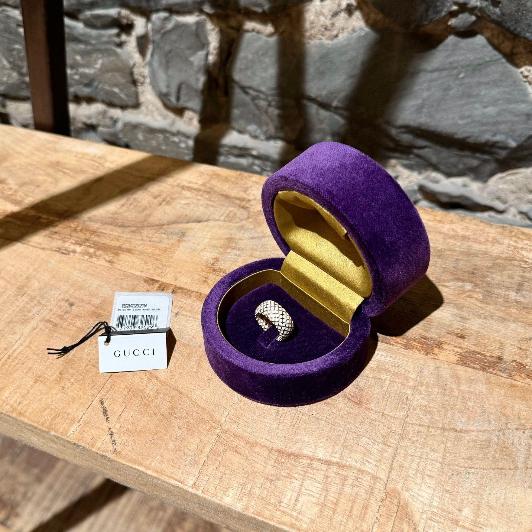 Gucci Gucci 18k Gold White Enamel Diamantissima Ring Size ONE SIZE - 10 Thumbnail