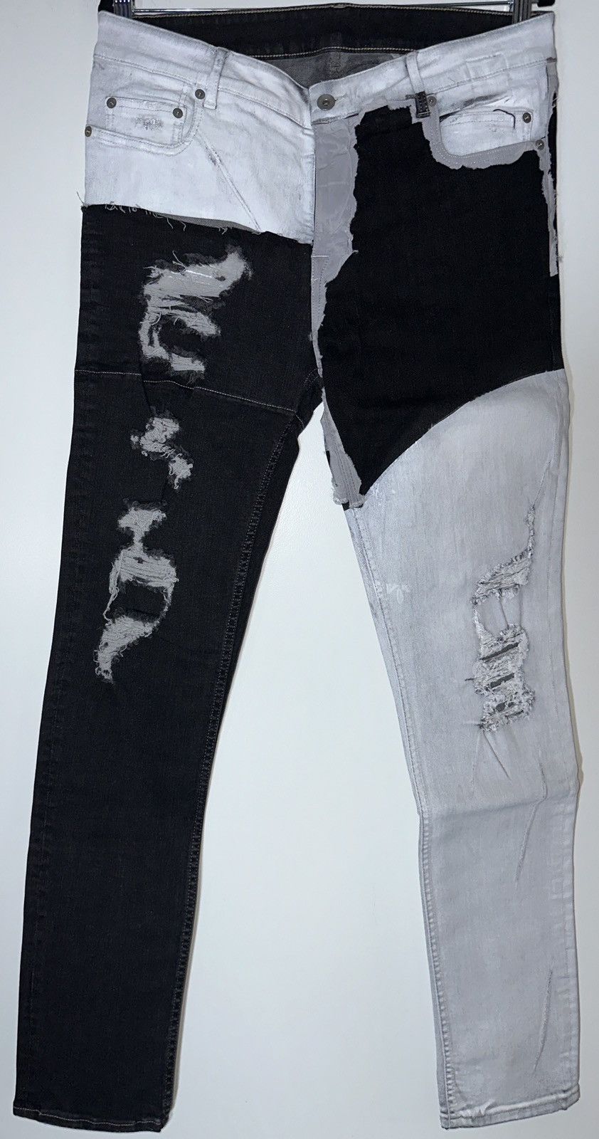 Rick Owens Rick Owens DRKSHDW Ripped Contrast Panel Jeans 34 Size US 34 / EU 50 - 2 Thumbnail