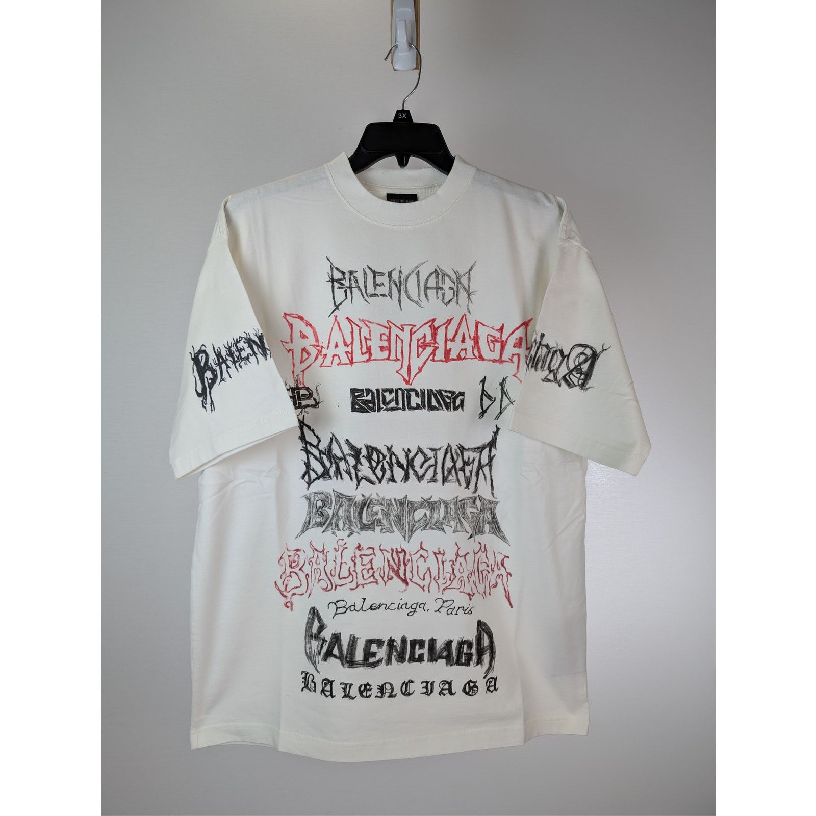 Balenciaga o1rshd1 Heavy Graphic Print DIY Metal Logo T-shirt in White Size US S / EU 44-46 / 1 - 8 Thumbnail