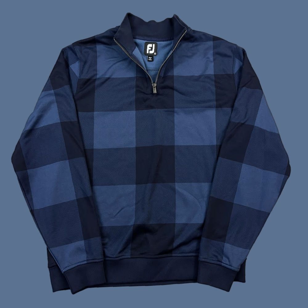 Footjoy FootJoy Pullover Mens Medium Blue Plaid Jersey Fleece 1/4 Zip Casual Preppy Golf Size US M / EU 48-50 / 2 - 1 Thumbnail
