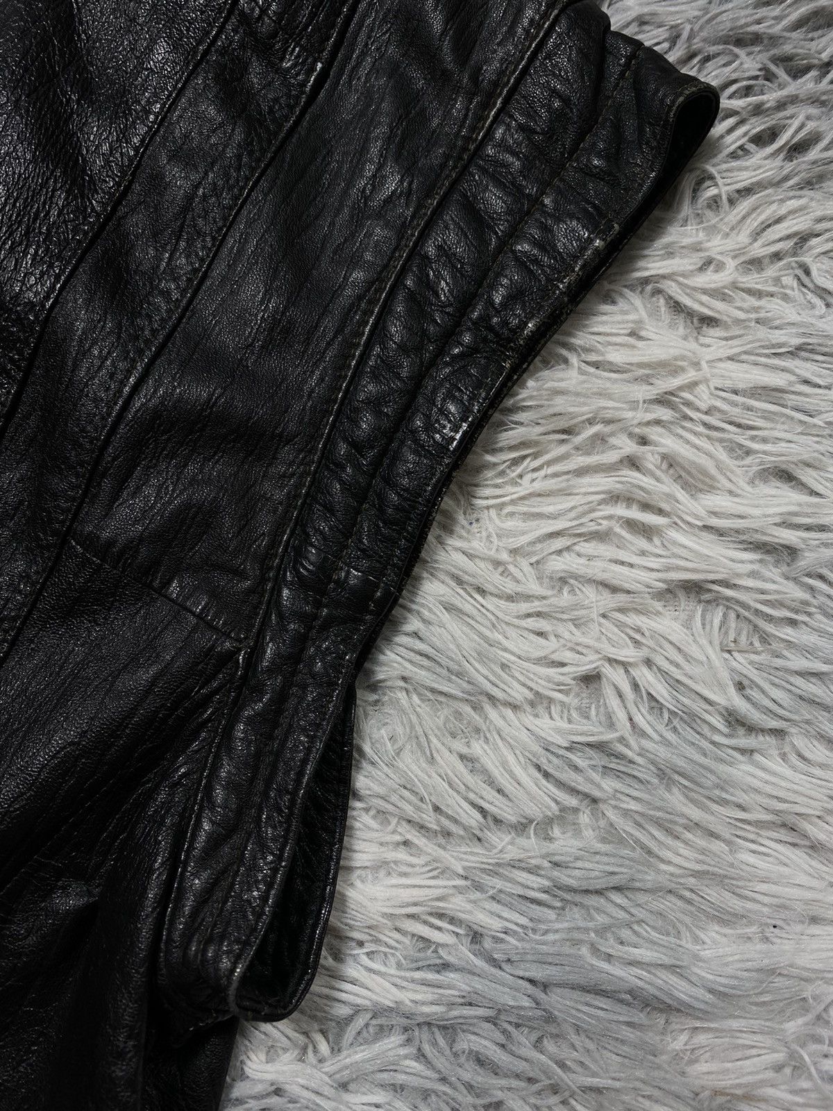 Genuine Leather Disstresed Vintage Black Sleeveless Jacket 36 Japanese Brand Size 36R - 5 Thumbnail