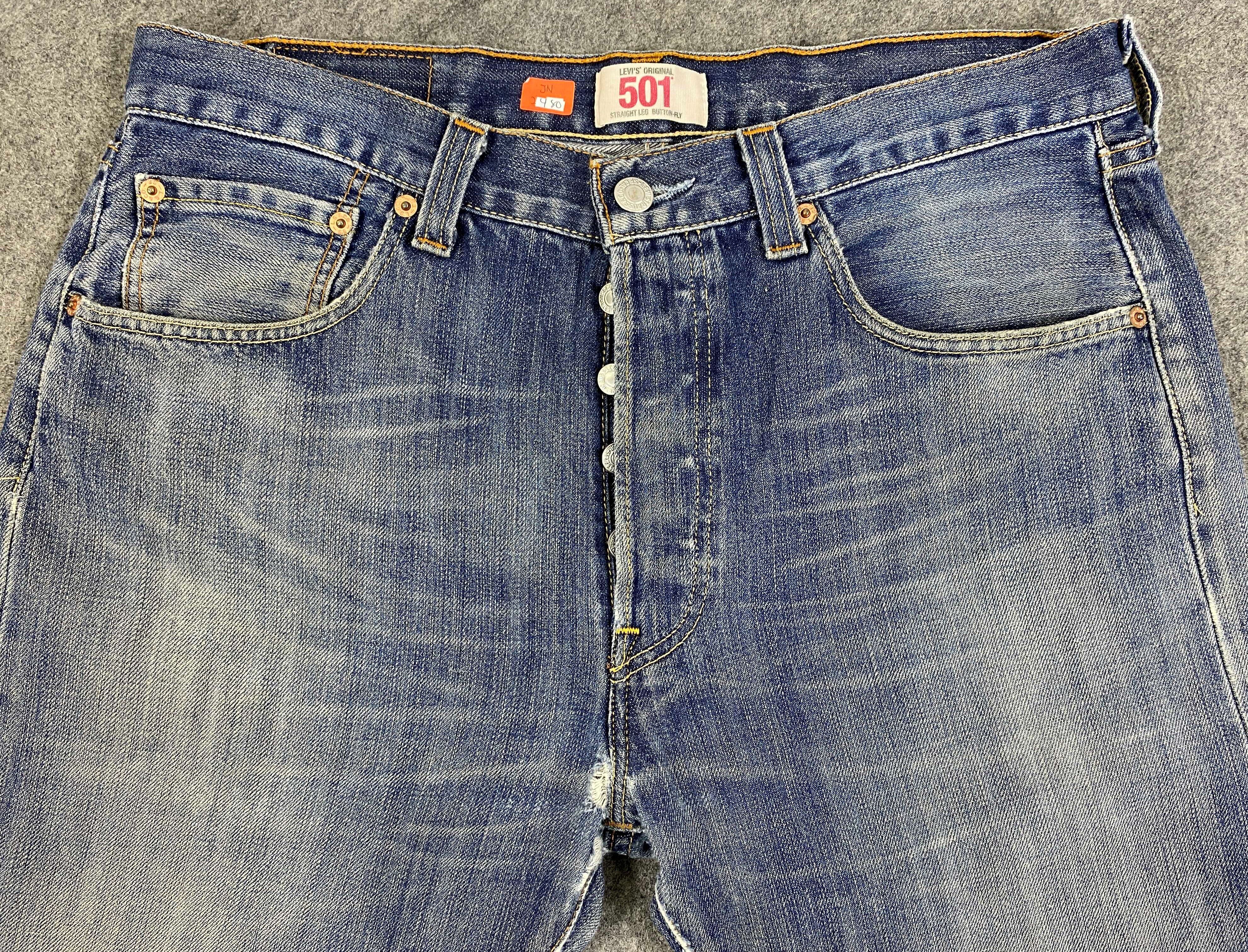 Japanese Brand istressed Blue Vintage Levi's 501 34x33 Denim -JN2480 Size US 34 / EU 50 - 3 Thumbnail