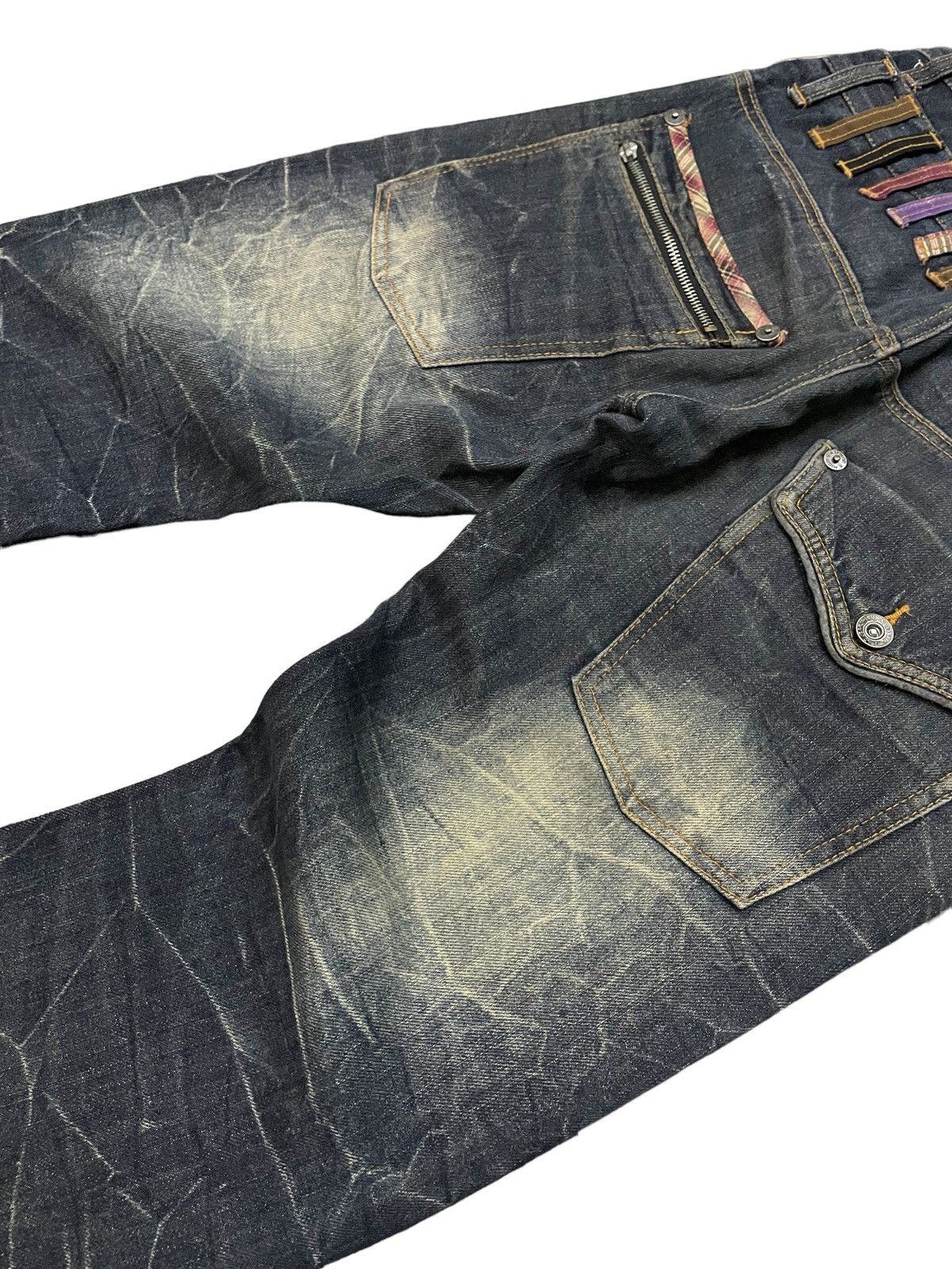 GOSTAR DE FUGA × Hysteric Glamour Nylaus Japan Mud Wash Double Waist Claw Mark Jeans Size US 30 / EU 46 - 21 Thumbnail