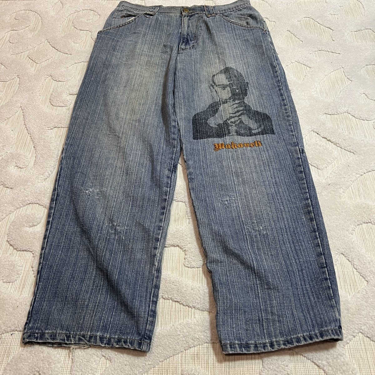 Makaveli MAKAVELI HIP-HOP SUPER BAGGY JEANS PANTS Y2K 90S RAP Size US 36 / EU 52 - 2 Thumbnail
