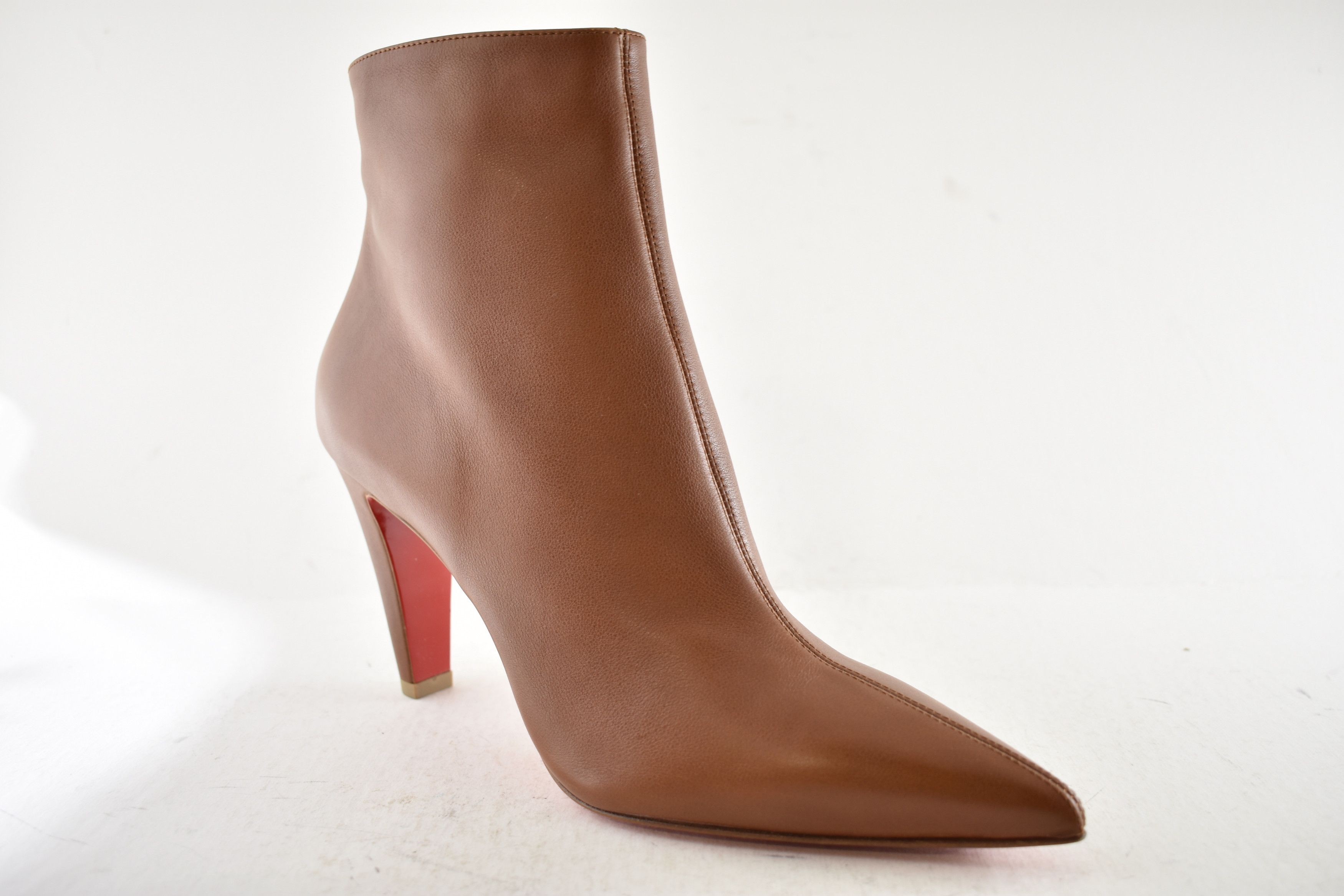 Christian Louboutin Vibella Booty 85 Brown Calf Leather Pointed Heel Bootie 37 Size US 7 / IT 37 - 4 Thumbnail