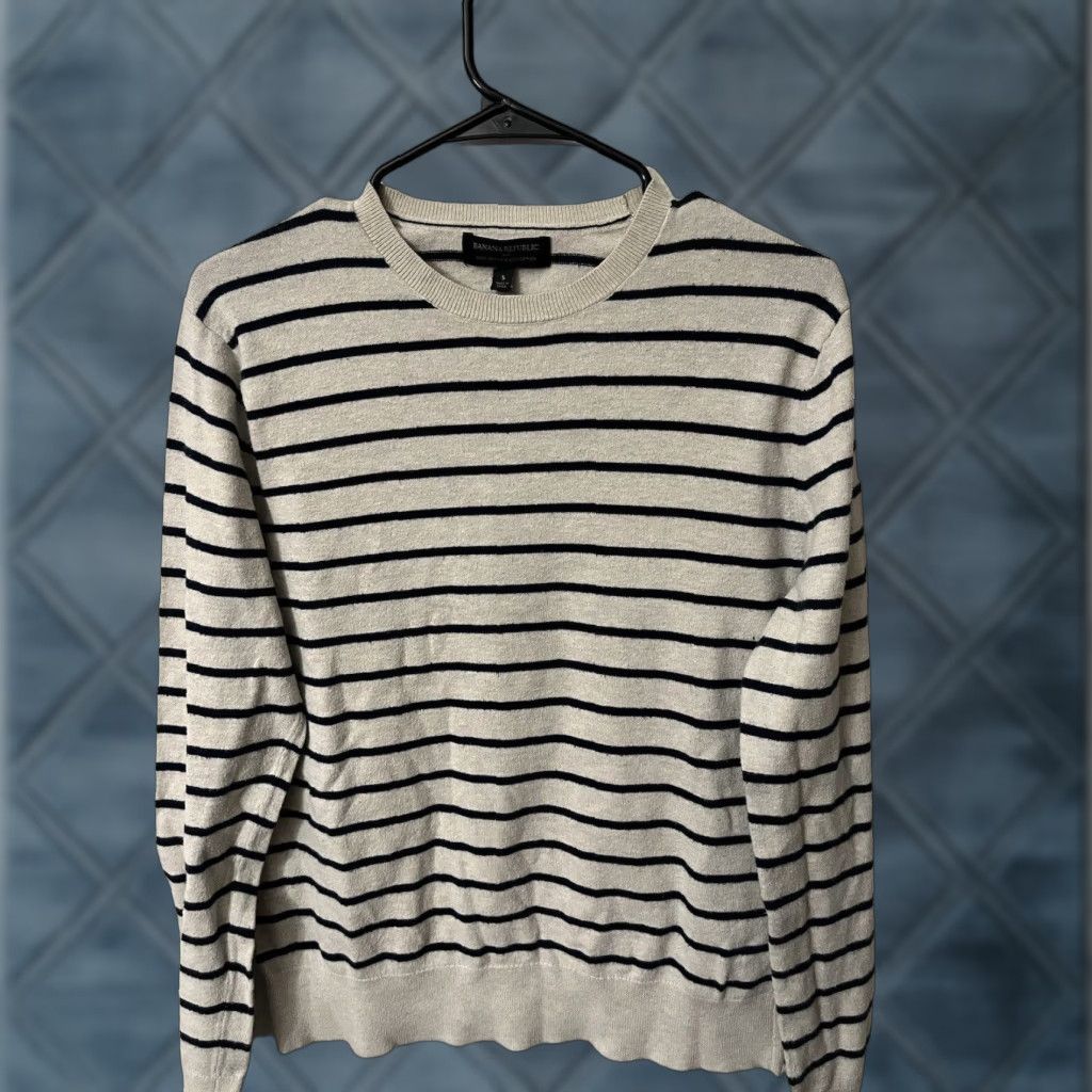 Banana Republic Banana Republic Luxe Sweater Collection Multicolor Striped Mens Small V-Neck Pullover Classic Preppy Size US S / EU 44-46 / 1 - 1 Thumbnail