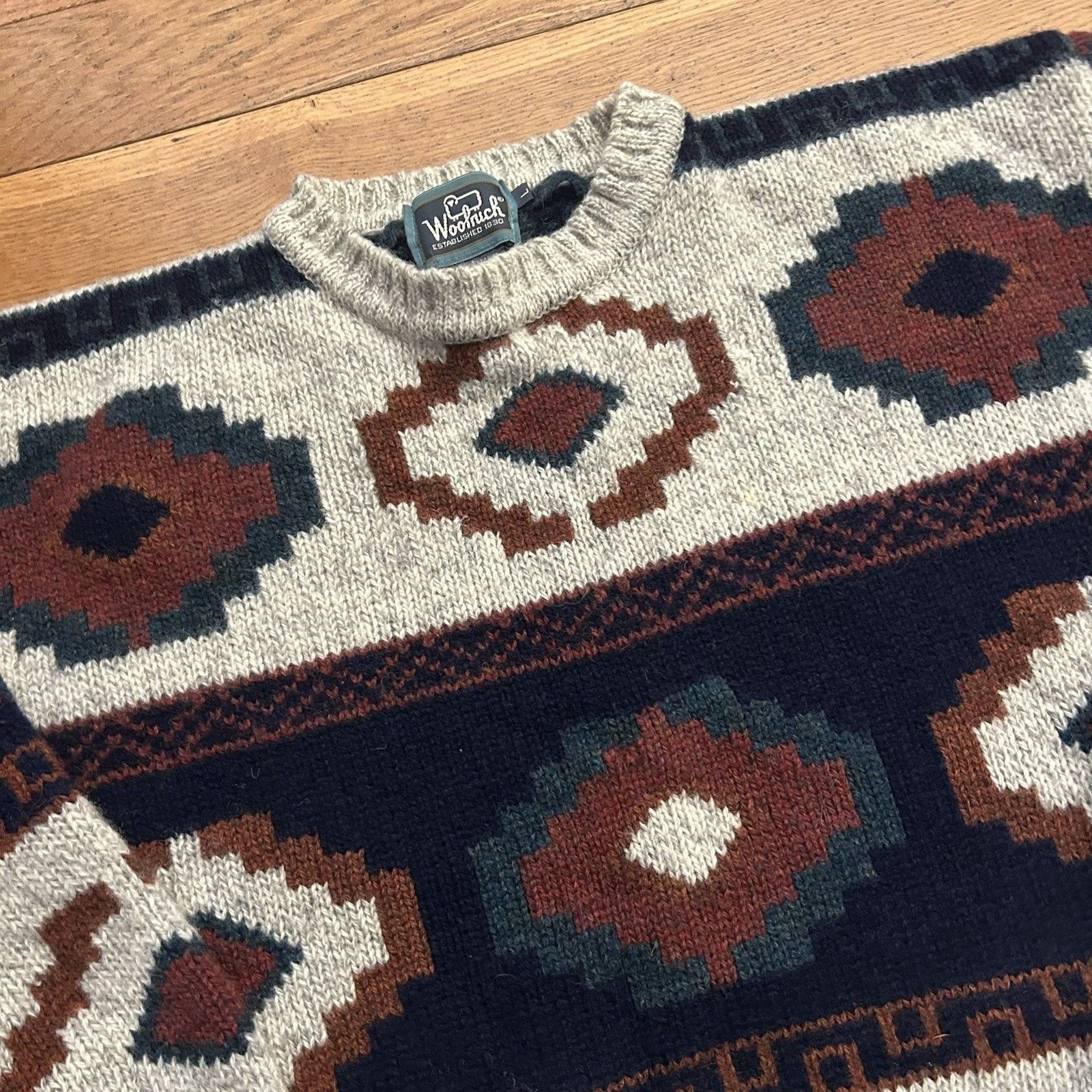 Vintage × Woolrich Woolen Mills 90s Wool Knit Southwestern Aztec Pullover Sweater Large Size US L / EU 52-54 / 3 - 2 Thumbnail