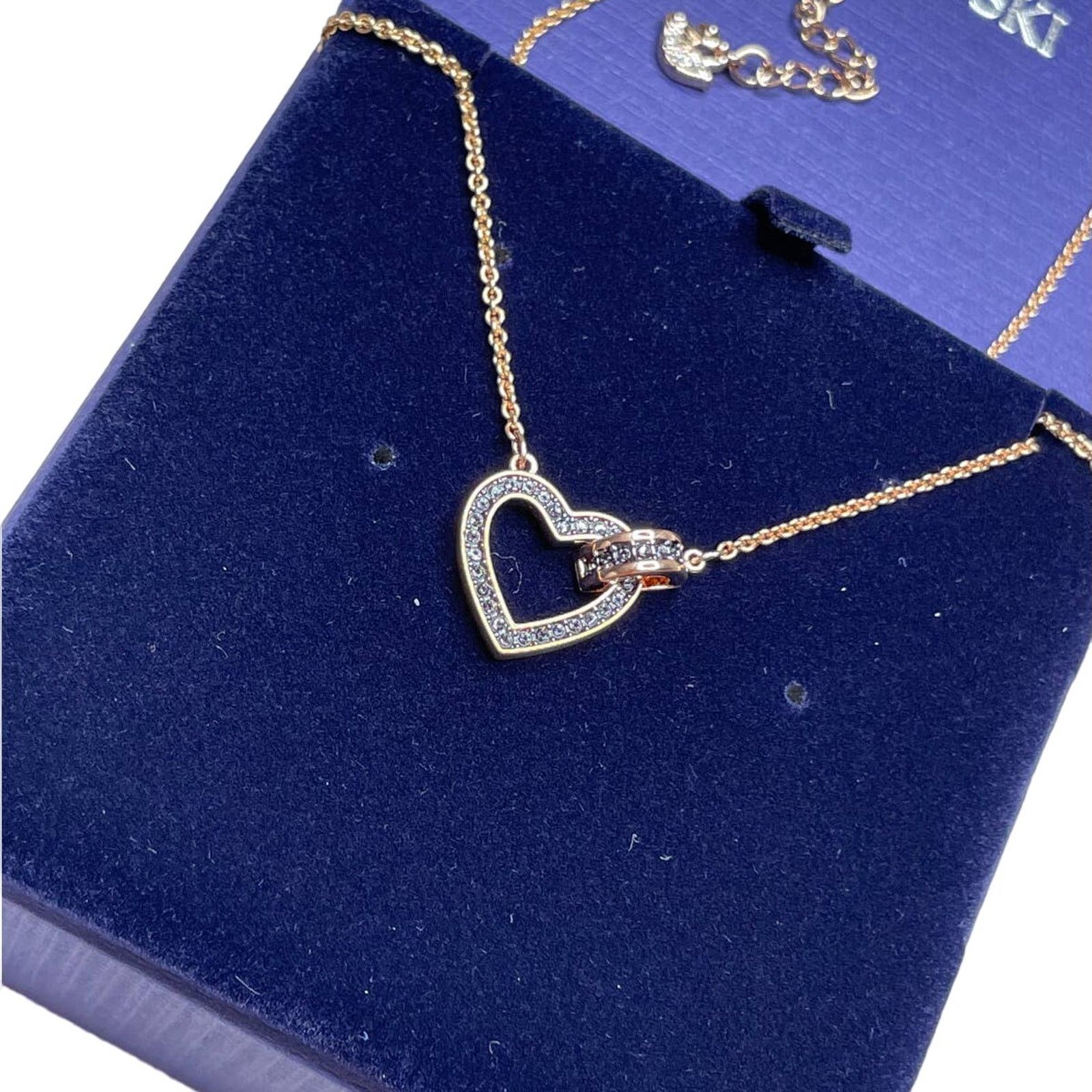 Swarovski Swarovski Lovely Dark Gray Crystal Heart Rose Gold Necklace Size ONE SIZE - 4 Thumbnail