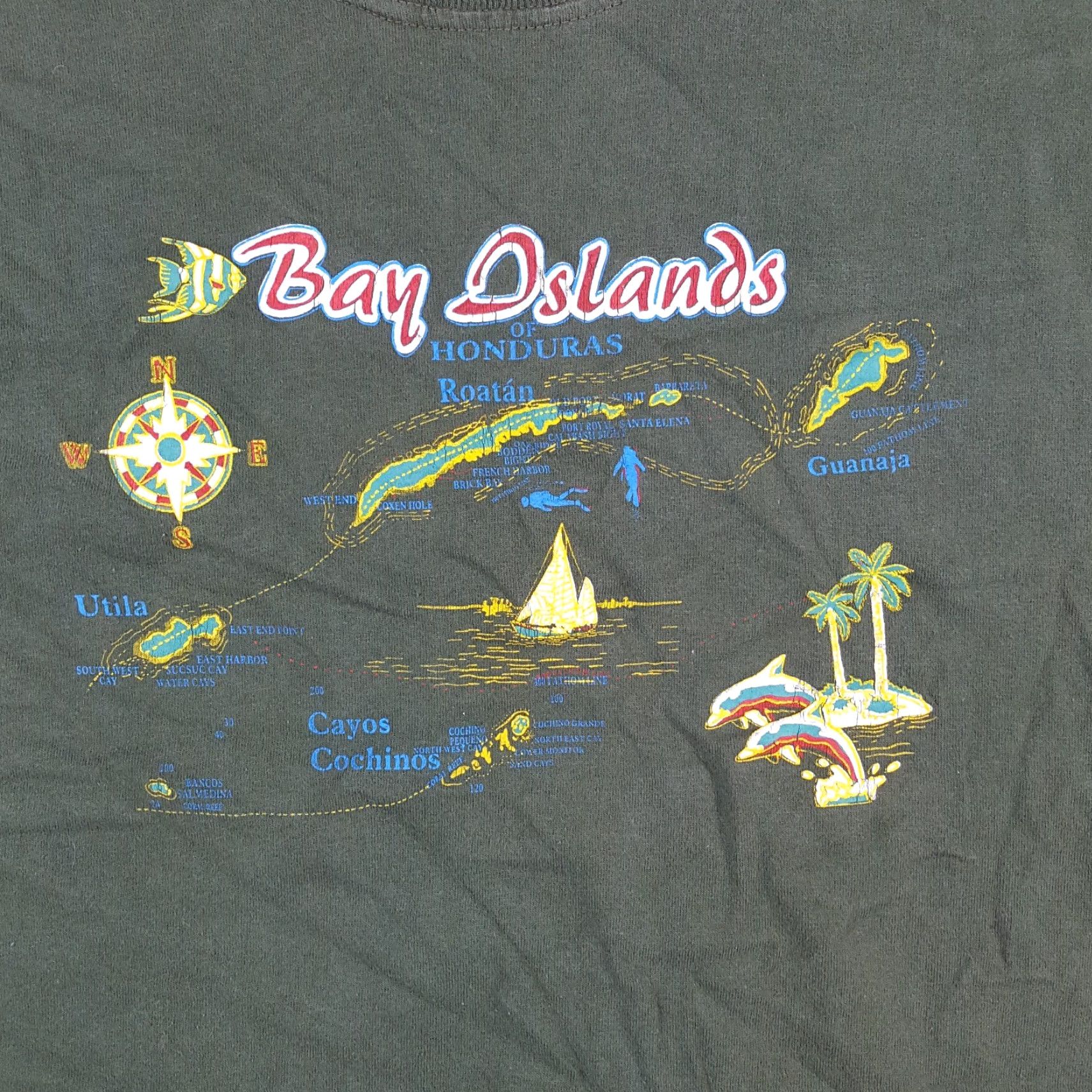 Vintage VINTAGE Bay Island T-Shirt Mens 90s Tropical Beach Tee Green Small Honduras Embroidered Logo Cotton T-Shirt Size US S / EU 44-46 / 1 - 3 Thumbnail