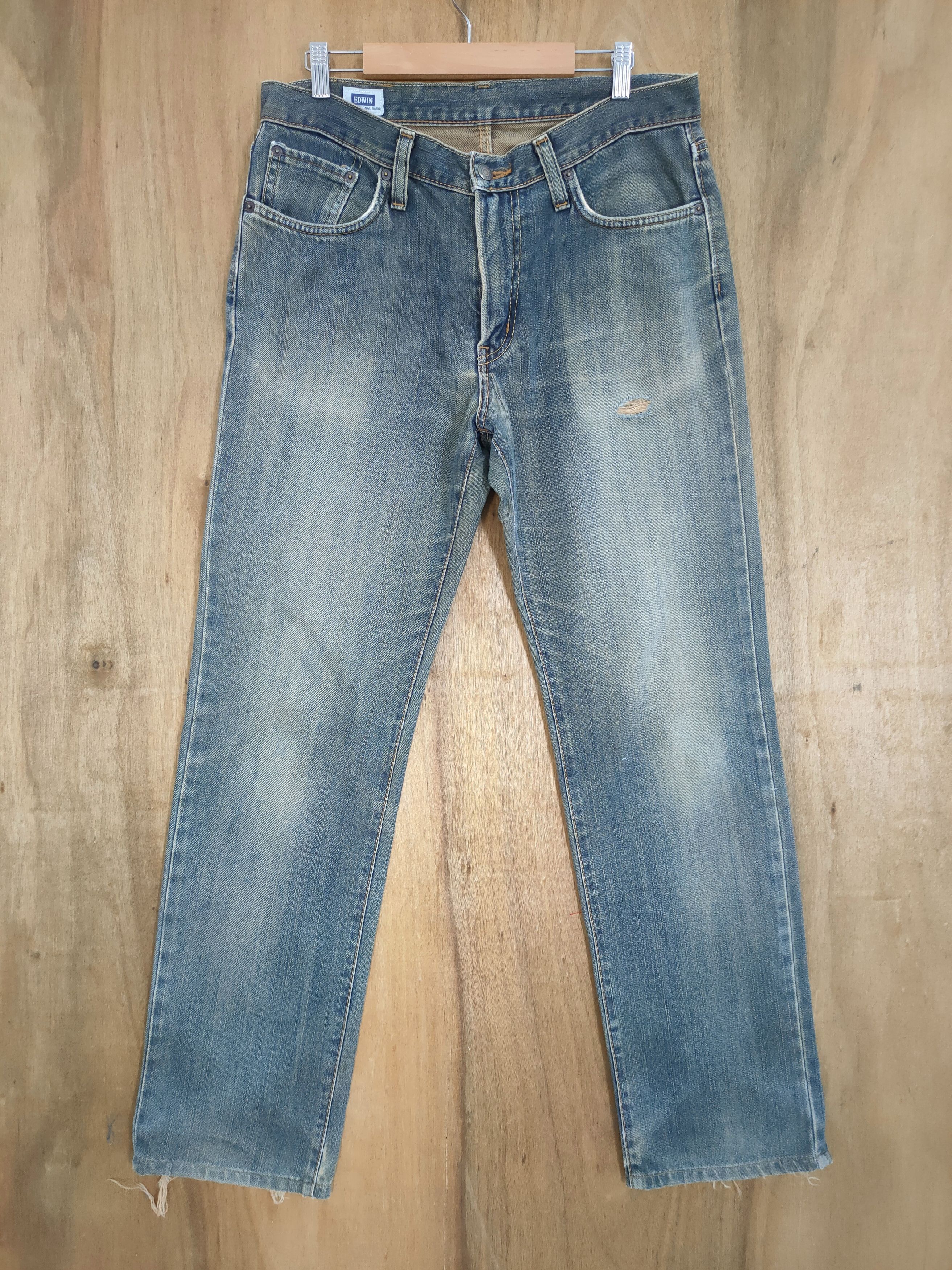 Edwin × Jean VINTAGE EDWIN 403 RIPPED JEANS DENIM PANTS Size US 33 - 1 Thumbnail