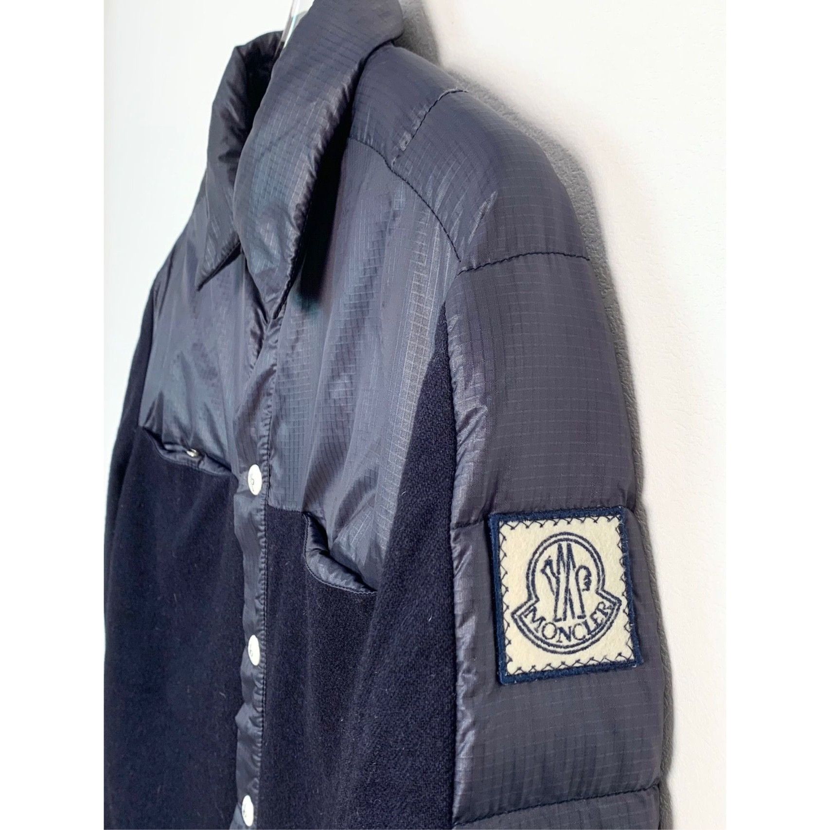 Moncler Moncler Gamme Bleu Navy Wool & Nylon Down Shirt Jacket Size Size US XS / EU 42 / 0 - 5 Thumbnail