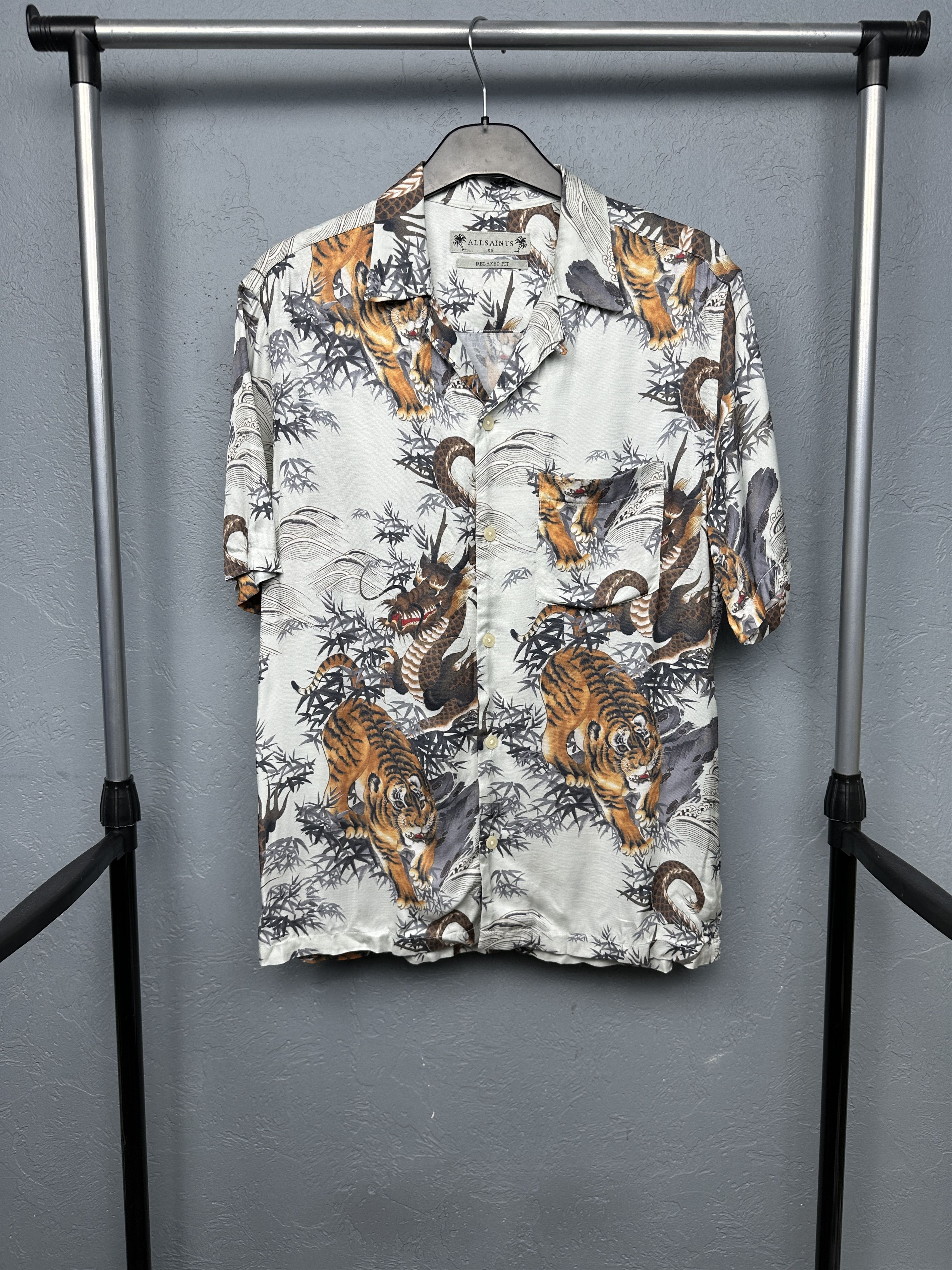 Allsaints Allsaints Mens Kali Hawaiian Shirt Dragon Tiger Size US XS / EU 42 / 0 - 1 Thumbnail