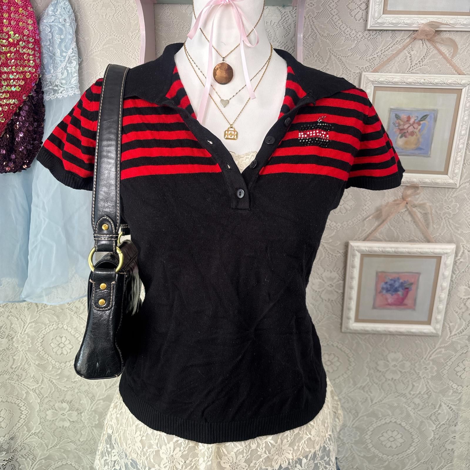 Other y2k grunge red rhinestone fitted blouse Size M / US 6-8 / IT 42-44 - 5 Thumbnail