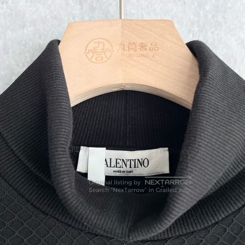 Valentino Valentino Black cotton grid lace letter logo high-neck lon Size M / US 6-8 / IT 42-44 - 4 Thumbnail