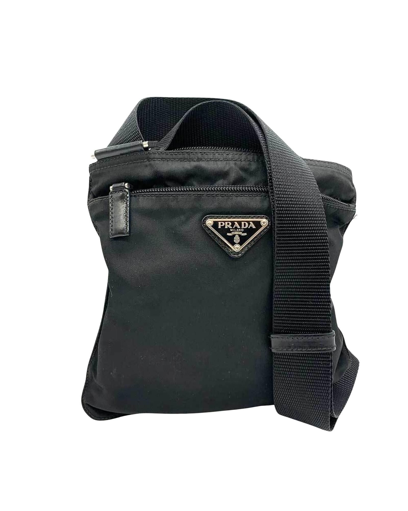 image of Versatile Black Nylon Shoulder Bag With Zipper By Prada, Women's