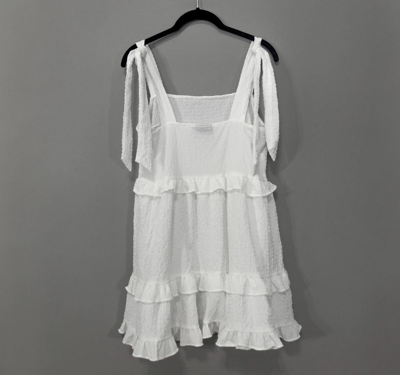 Asos Chic White Ruffled Sundress with Tie Straps Size XS / US 0-2 / IT 36-38 - 5 Thumbnail