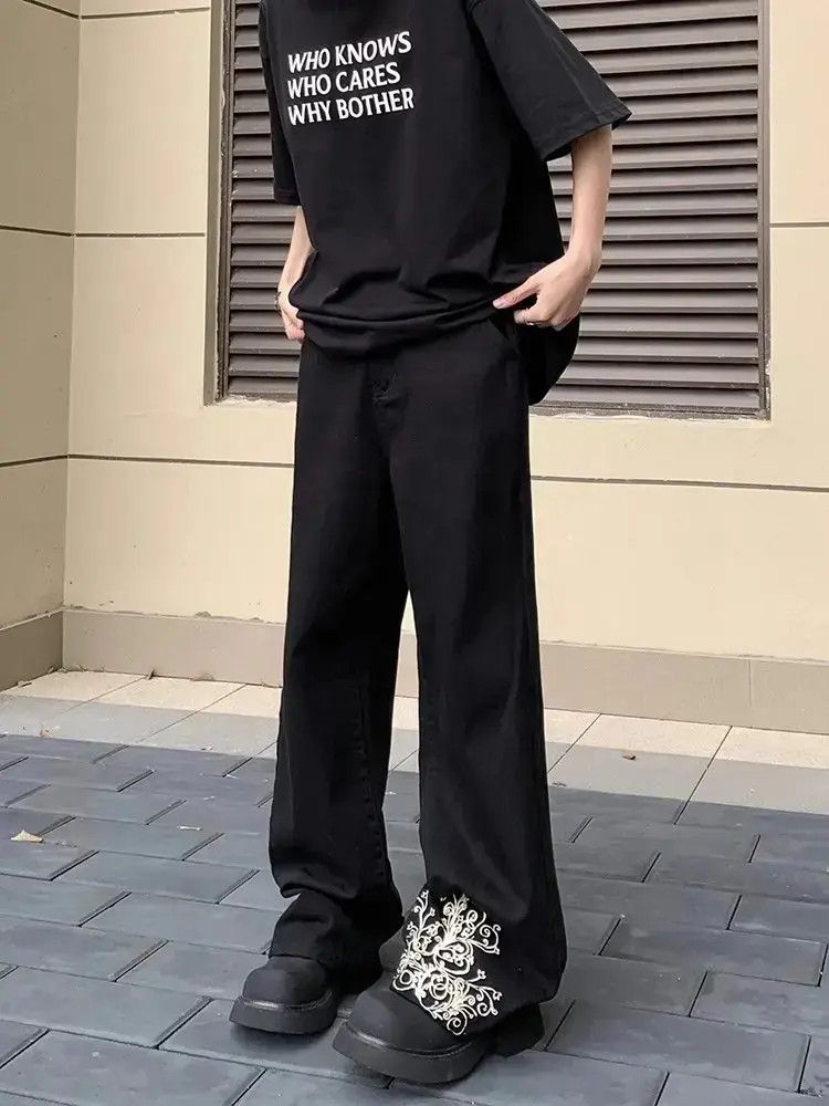 Japanese Brand Retro casual straight leg embroidered jeans Size US 32 / EU 48 - 4 Thumbnail