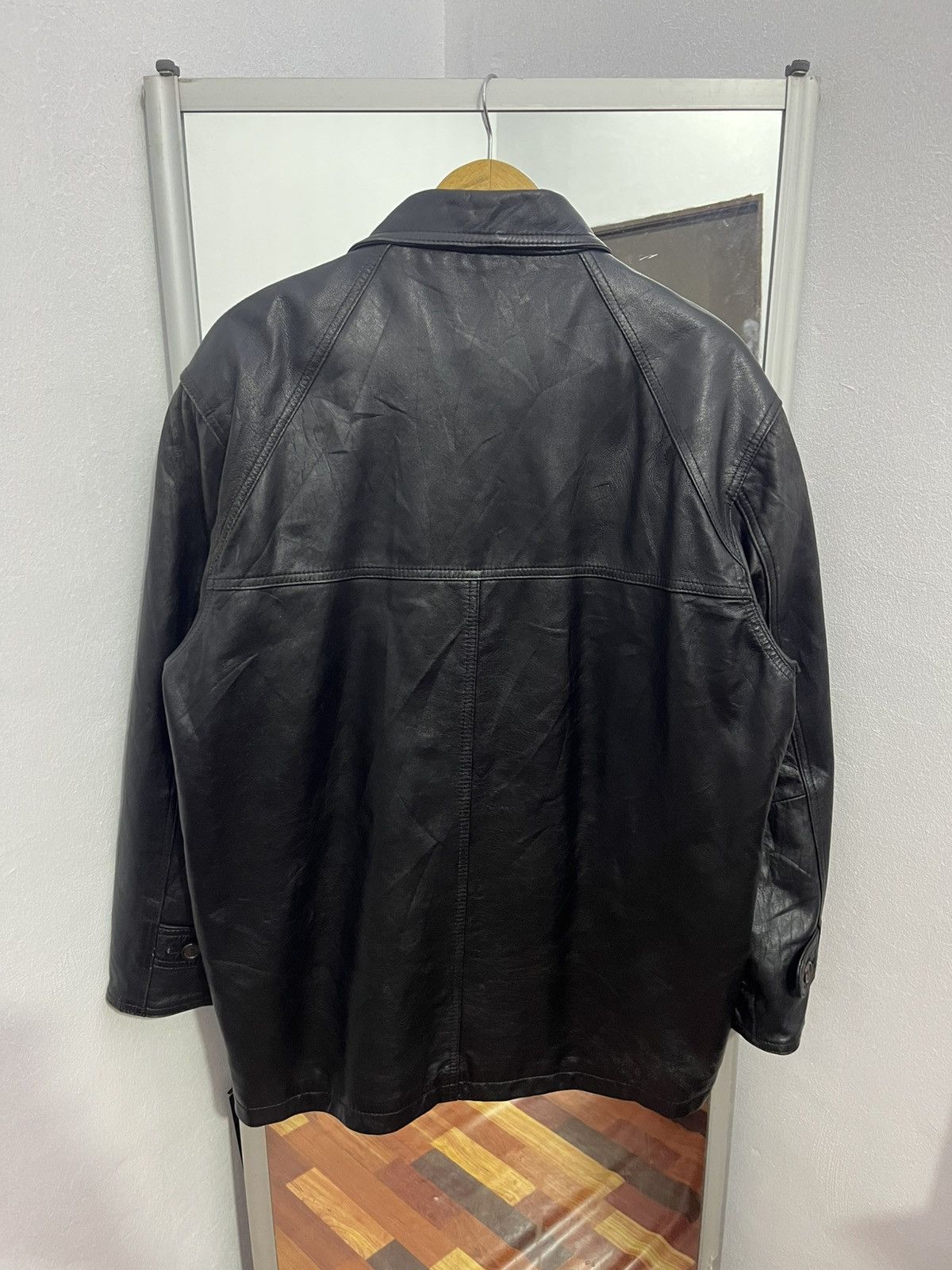 Genuine Leather Vintage Korean Leather Car Coat Jacket Black M Size US M / EU 48-50 / 2 - 12 Thumbnail