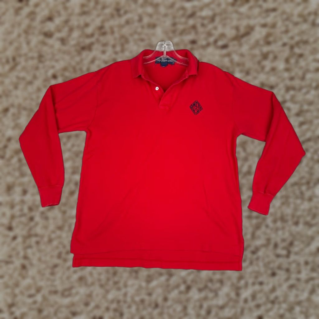 Ralph Lauren VINTAGE Ralph Lauren Polo Shirt Men Medium Red Long Sleeve 100% Cotton Knit Size US M / EU 48-50 / 2 - 1 Thumbnail