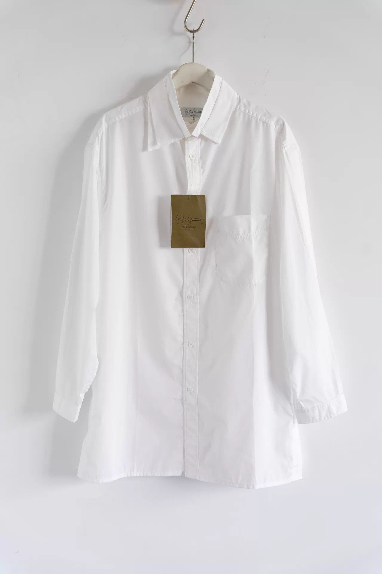 Yohji Yamamoto White Long-Sleeve Button-Up Shirt Size US M / EU 48-50 / 2 - 1 Thumbnail
