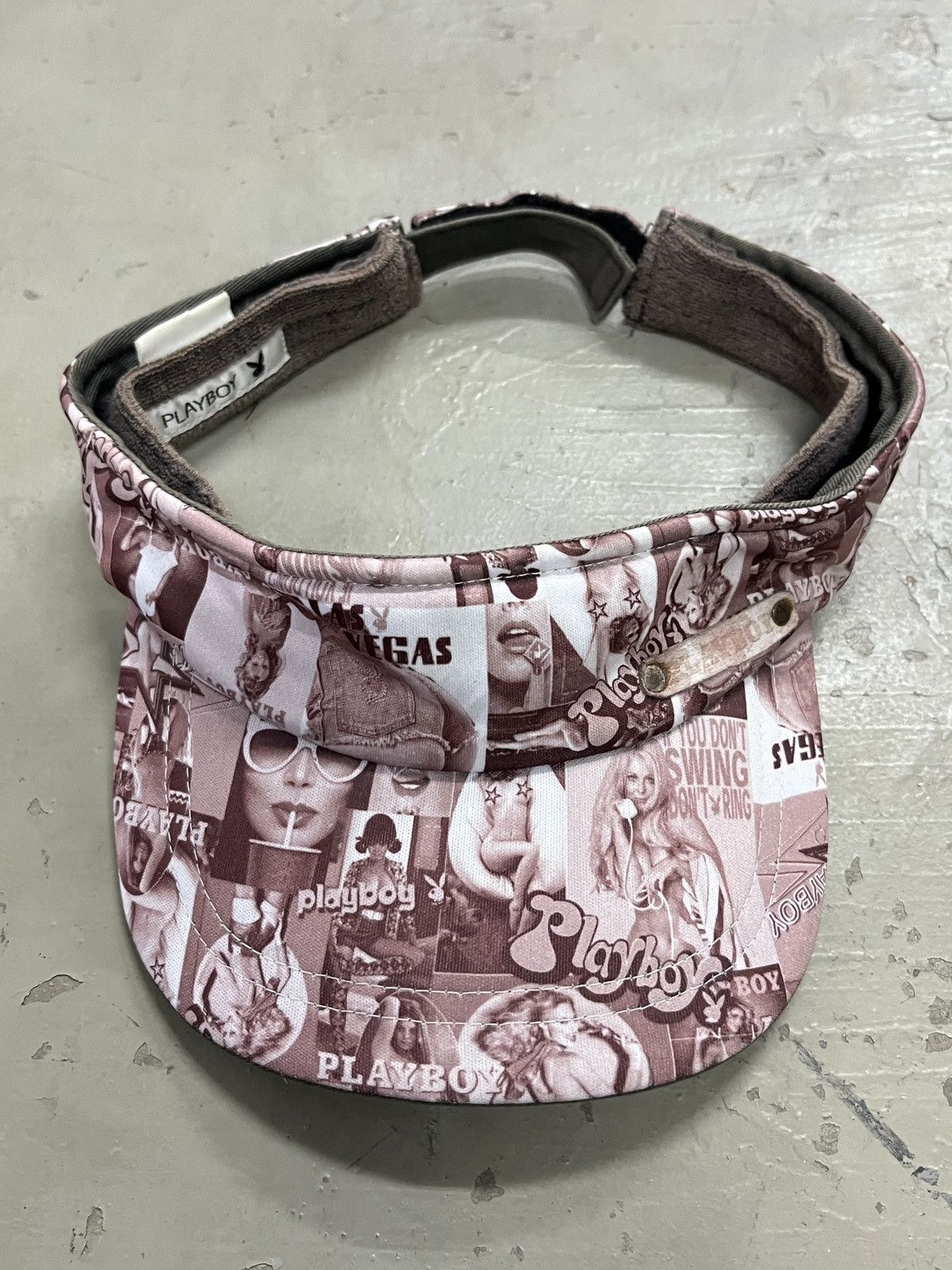Playboy VTG Playboy Classic Pornstar Magazine Overprint Visor Hat Size ONE SIZE - 1 Thumbnail