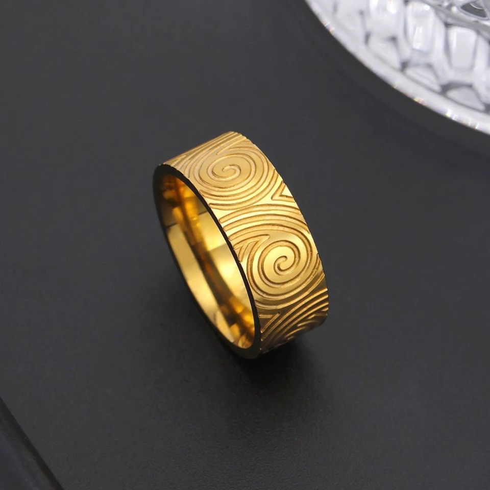 Jewelry × Vintage Skyrim Swirl Spiral Engraved Ring Size ONE SIZE - 1 Thumbnail