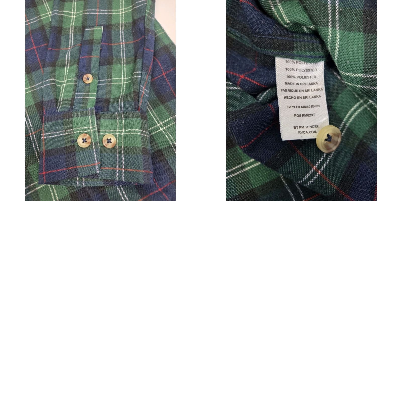 RVCA RVCA Mens Long Sleeve Button Up Shirt Blue/Green Plaid S Size US S / EU 44-46 / 1 - 8 Thumbnail