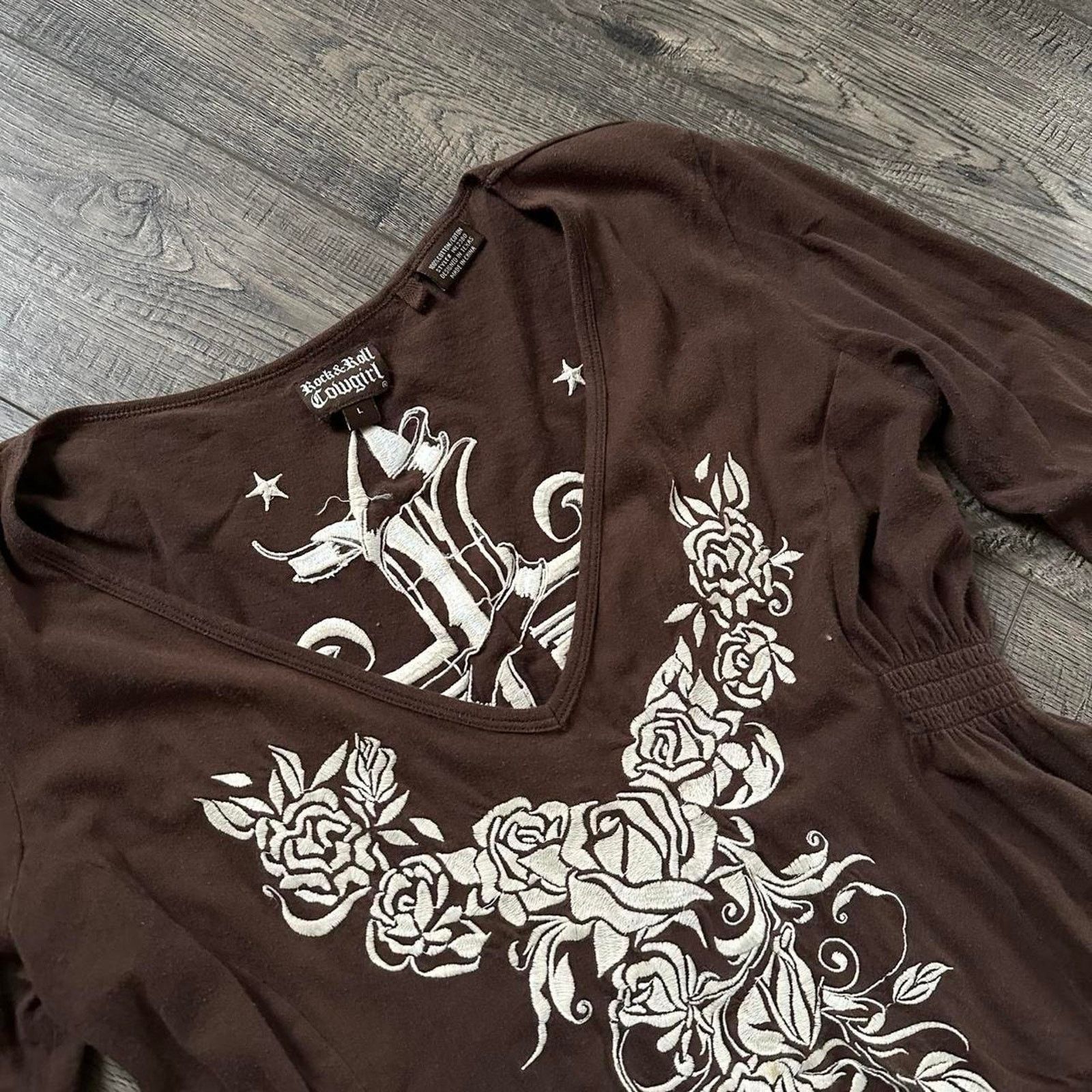 Vintage Vintage Y2K Cowgirl Tattoo Cross Longsleeve Shirt Dress Size L / US 10 / IT 46 - 6 Thumbnail