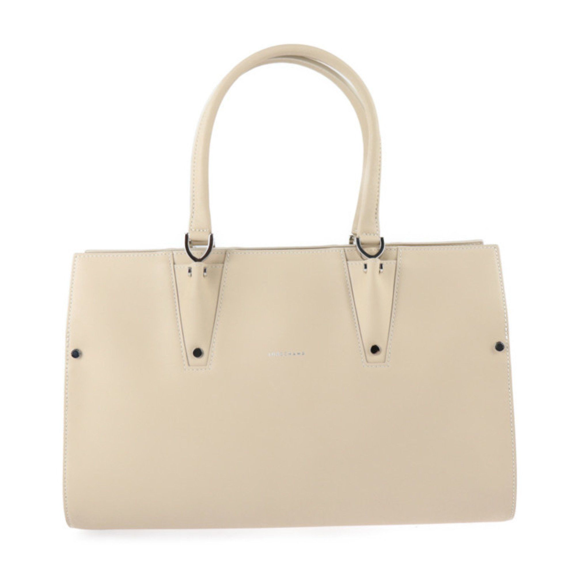 Longchamp Tote Bag M Paris Premier Handbag Calfskin Light Beige, Women's