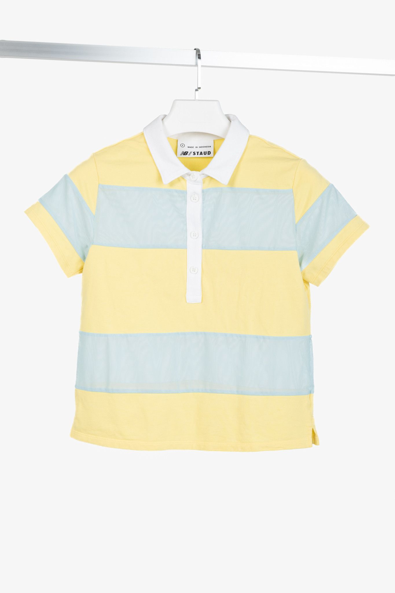Staud STAUD x New Balance Sunshine Cotton & Mesh Striped Polo Size S / US 4 / IT 40 - 1 Thumbnail