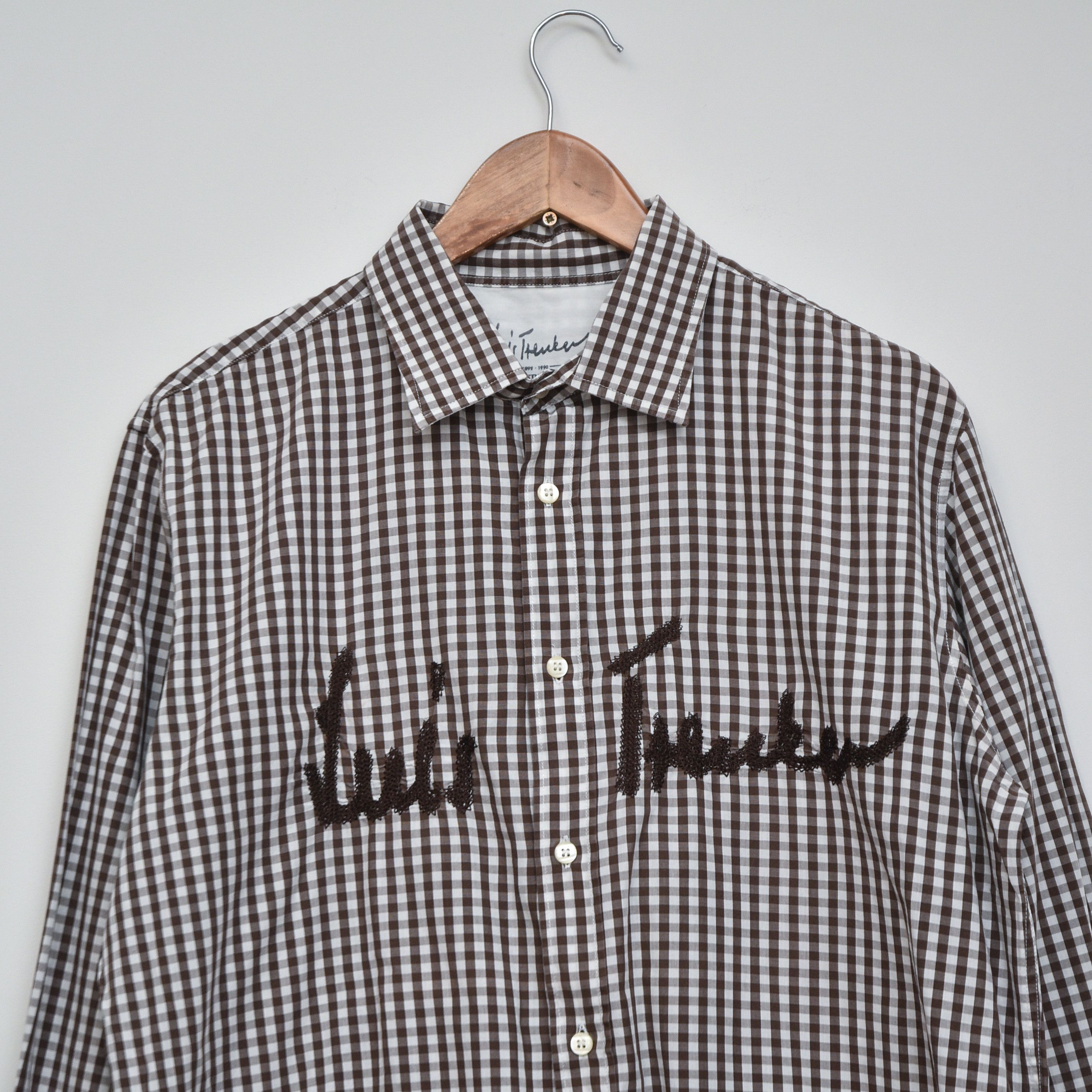 Man Made In Australia Luis Trenker Gingham Check Shirt Script Embroidery Logo Size US XL / EU 56 / 4 - 2 Thumbnail