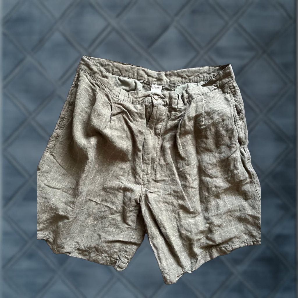Geoffrey Beene VINTAGE Geoffrey Beene Linen Rayon Shorts Men Plaid Brown 34 Adult Chino Mens Size US 34 / EU 50 - 1 Thumbnail