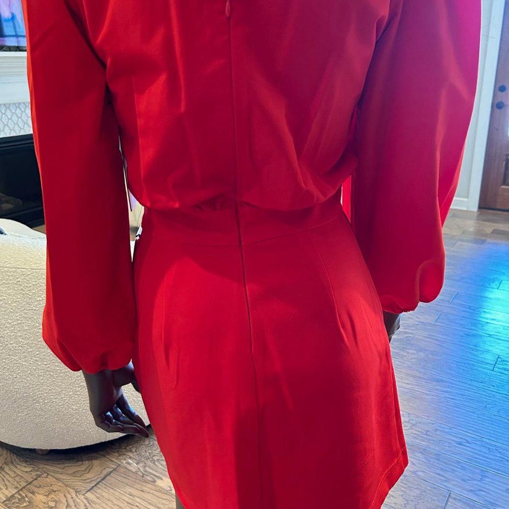 Designer LDT Ivonne 3/4 Parachute Sleeve Crew Neck Faux Wrap Dress Size XS / US 0-2 / IT 36-38 - 7 Thumbnail