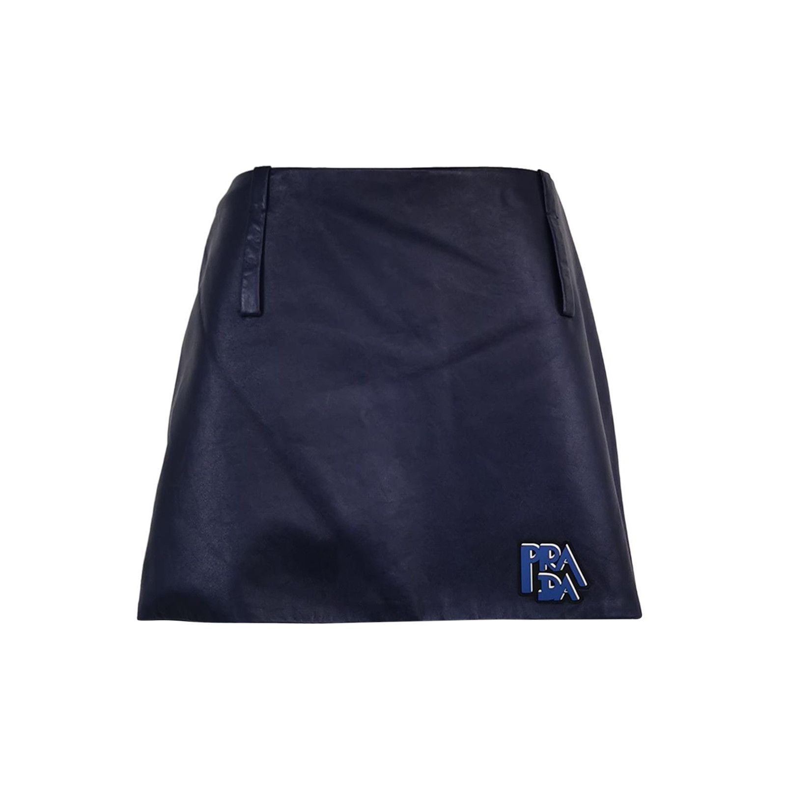 Prada Prada Leather Logo Mini Skirt in Deep Blue - dmc Size 40" / US 18 - 1 Thumbnail