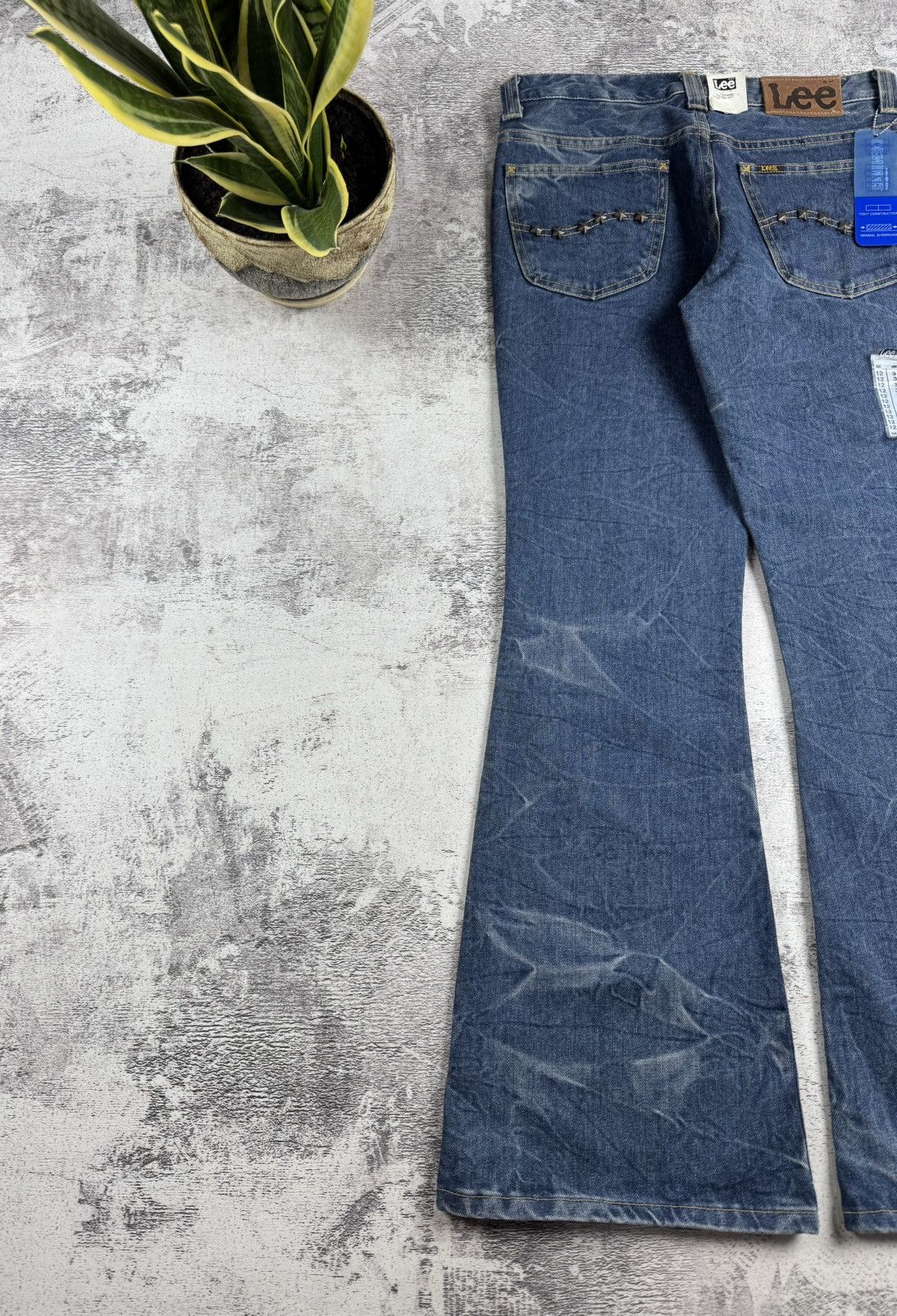 Lee Lee Felton Icon Wrinkles NEW Flare Washed Y2K Faded 12 Size Denim Jeans Trousers Size 32" / US 10 / IT 46 - 3 Thumbnail
