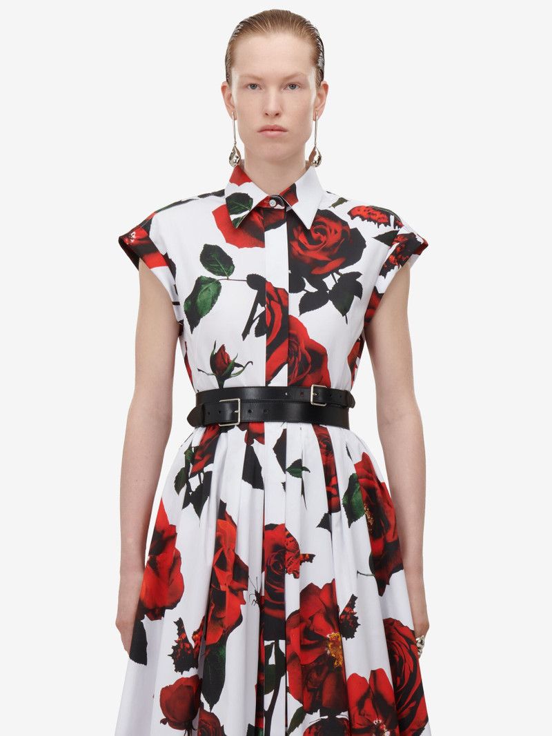 Alexander McQueen o1srvl11e0326 Tudor Rose Flared Shirt Dress in Multicolor Size S / US 4 / IT 40 - 6 Thumbnail